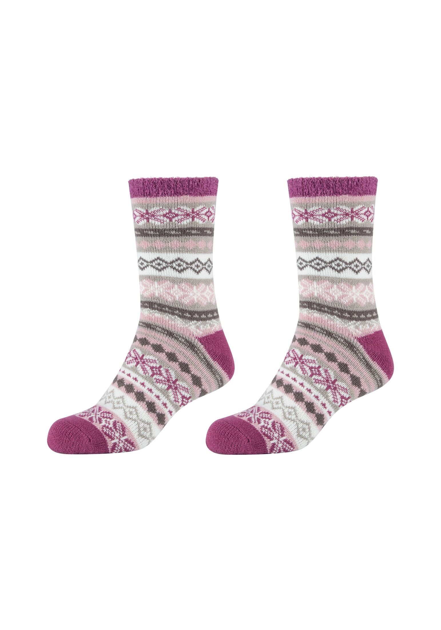 Camano Socken Socken Cosy Norweger Kuschelsocken Flauschig Warm Damen damson