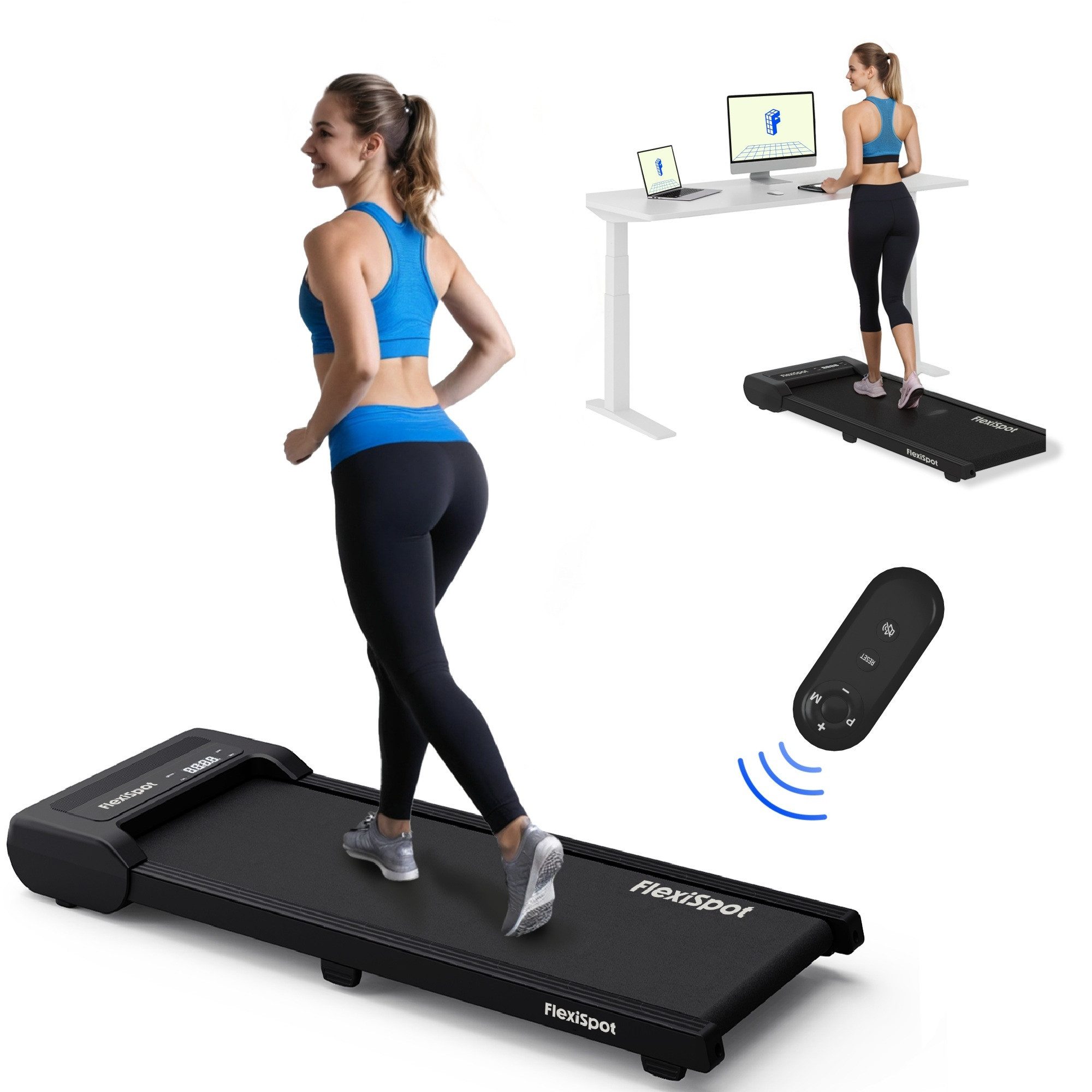 FLEXISPOT Laufband Walking Pad GP018, 1-6/10 km/h, LED-Display & Kabellose Fernbedienung (mit rutschfeste Lauffläche & 6 Stoßdämpfungspads), Mit Schmiermitteln, für Zuhause & Büro, Max. 120 KG