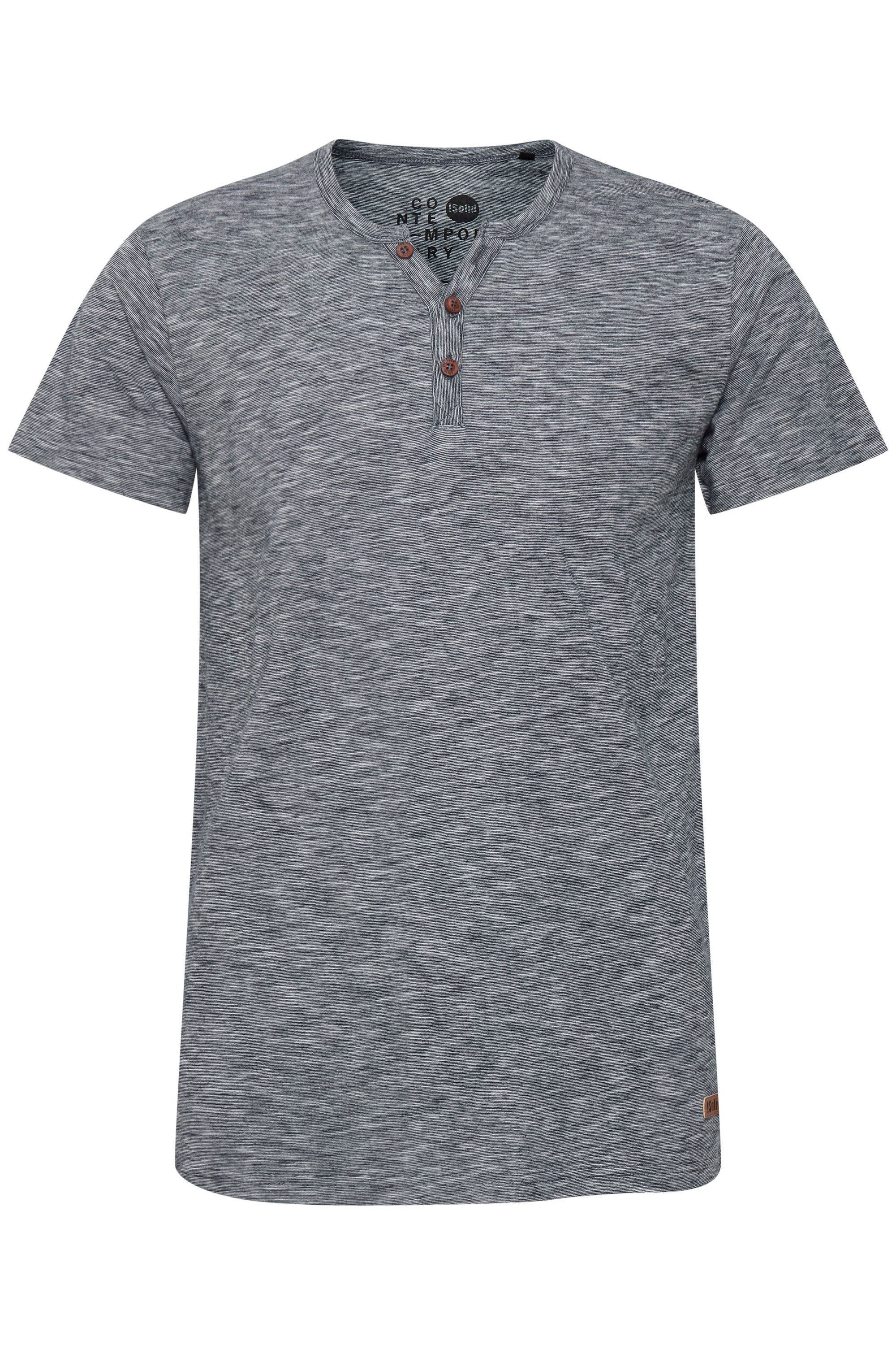 !Solid Rundhalsshirt SDSigos Kurzarmshirt mit Knopfleiste günstig online kaufen