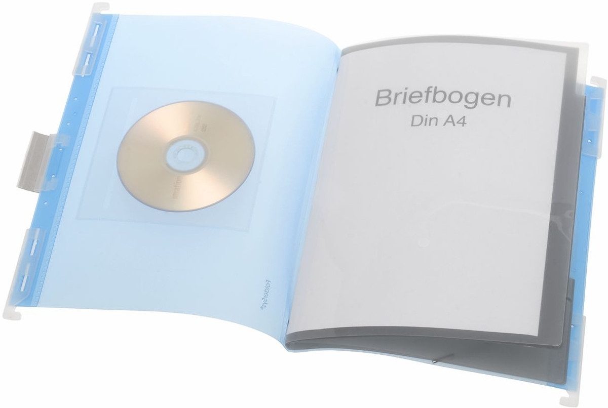 Hefter Hänge-Ordnungsmappe A4 PP 6 Fächer blau transluzent.