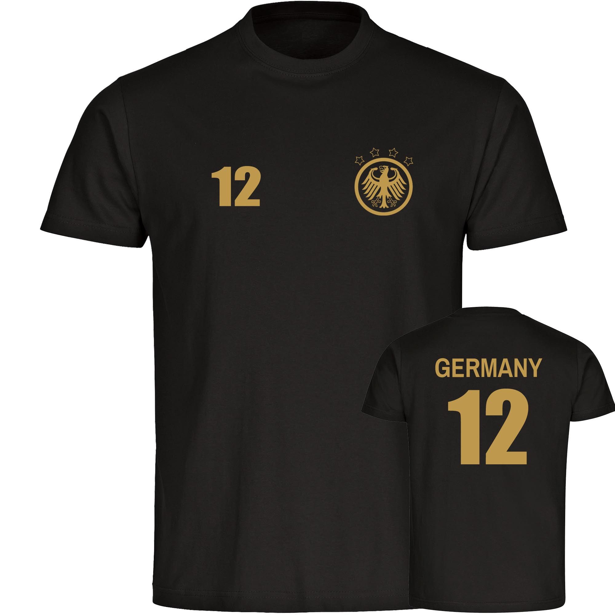multifanshop T-Shirt Herren Germany - Adler Retro Trikot 12 Gold - Männer