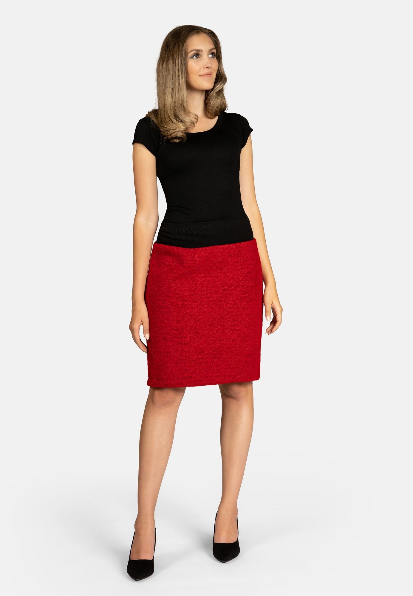 Caspar Bleistiftrock RO031 Damen Winter Bleistift Wollrock knielang günstig online kaufen