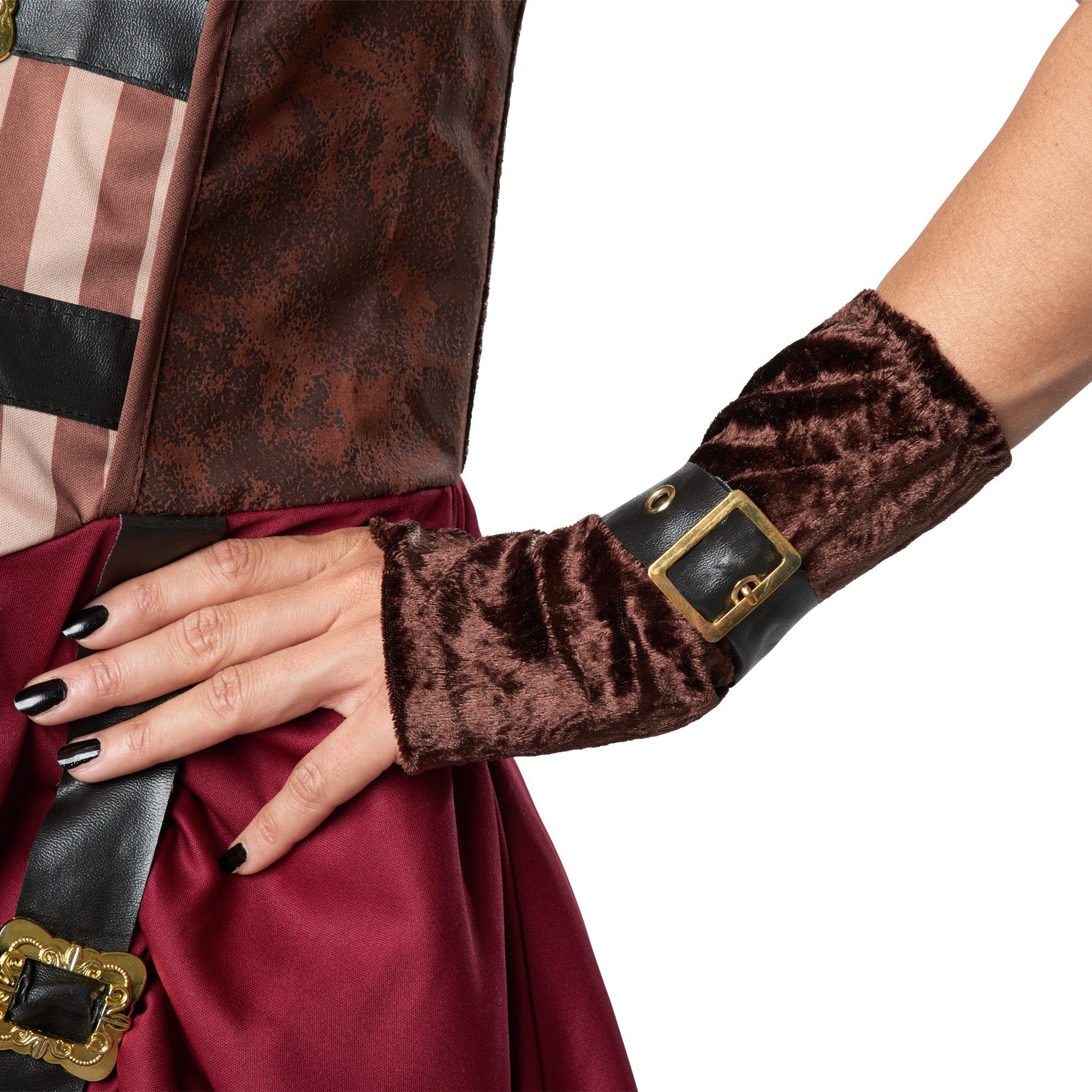 dressforfun Kostüm Frauenkostüm Steampunk Edelfrau, Kurzärmeligen Satinkleid mit mehrlagigem Rock