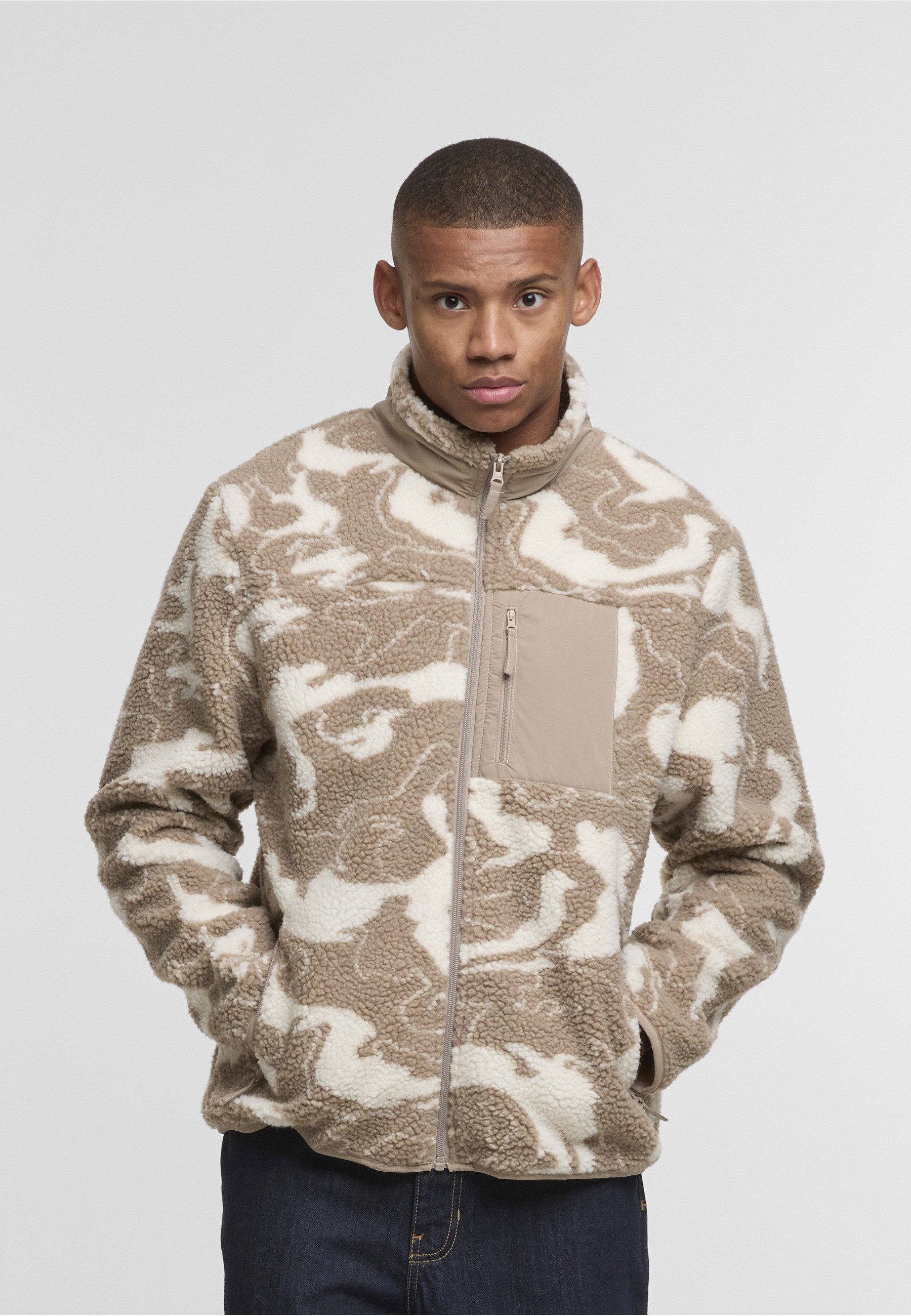 URBAN CLASSICS Allwetterjacke Urban Classics Pattern Teddy Trackjacket (1-St)