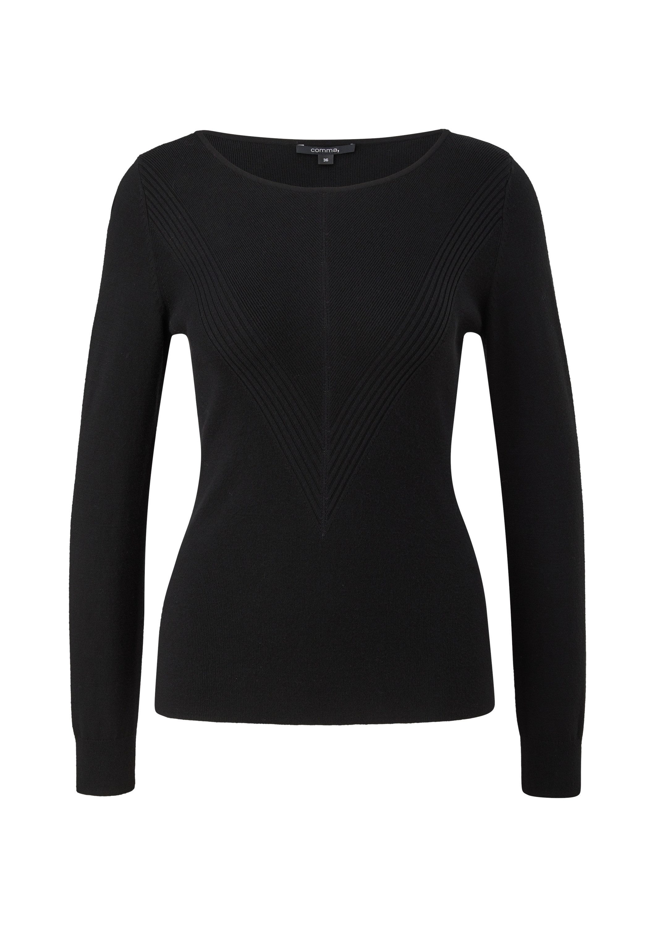 comma Longpullover Strickpullover Pullover mit Strukturmuster