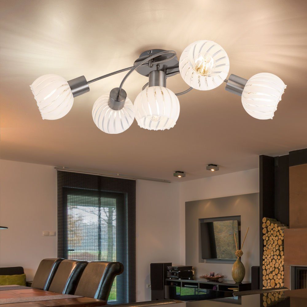 GLOBO LIGHTING Kugelleuchte, Leuchtmittel nicht inklusive, Deckenleuchte Deckenlampe Spotleuchte 5 Flammig Glas weiß