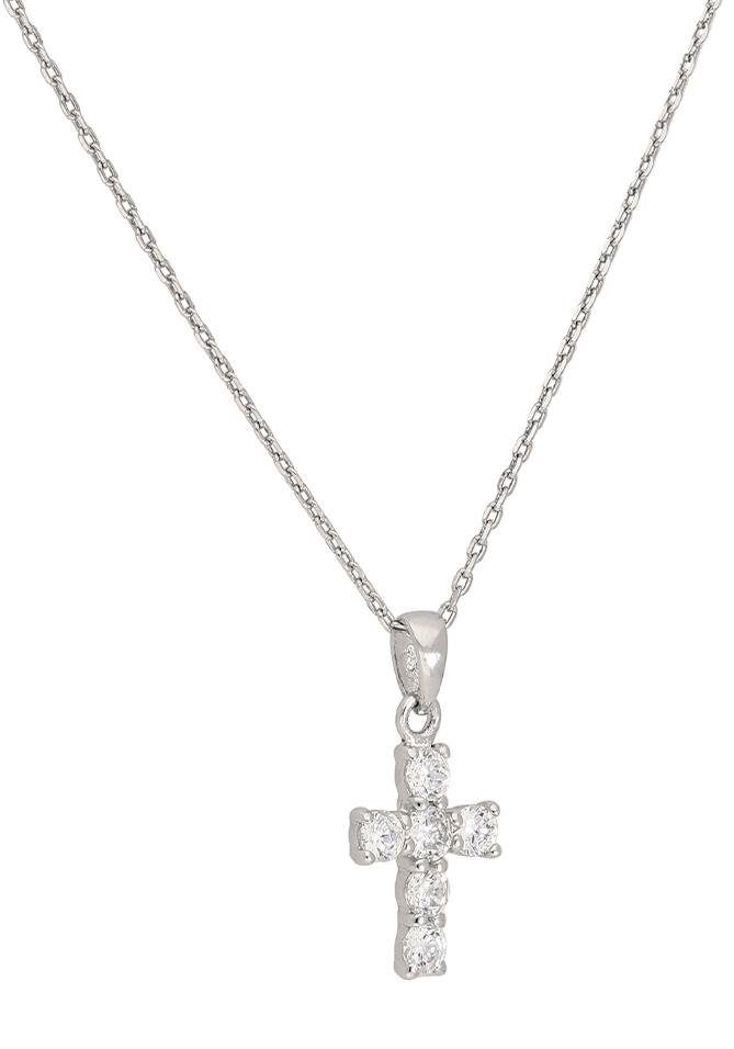 Firetti Kette mit Anhänger Schmuck Geschenk Silber 925 Halsschmuck Halskette Ankerkette Kreuz, mit Zirkonia (synth)