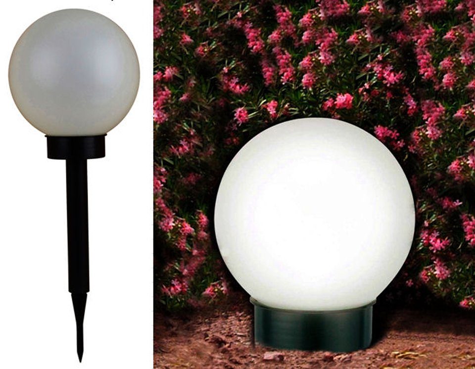 Spetebo LED Solarleuchte LED Solar Kugel - 15 cm, Helligkeitssensor, LED fest verbaut, warm weiß, Garten Deko Leuchte mit Erdspieß