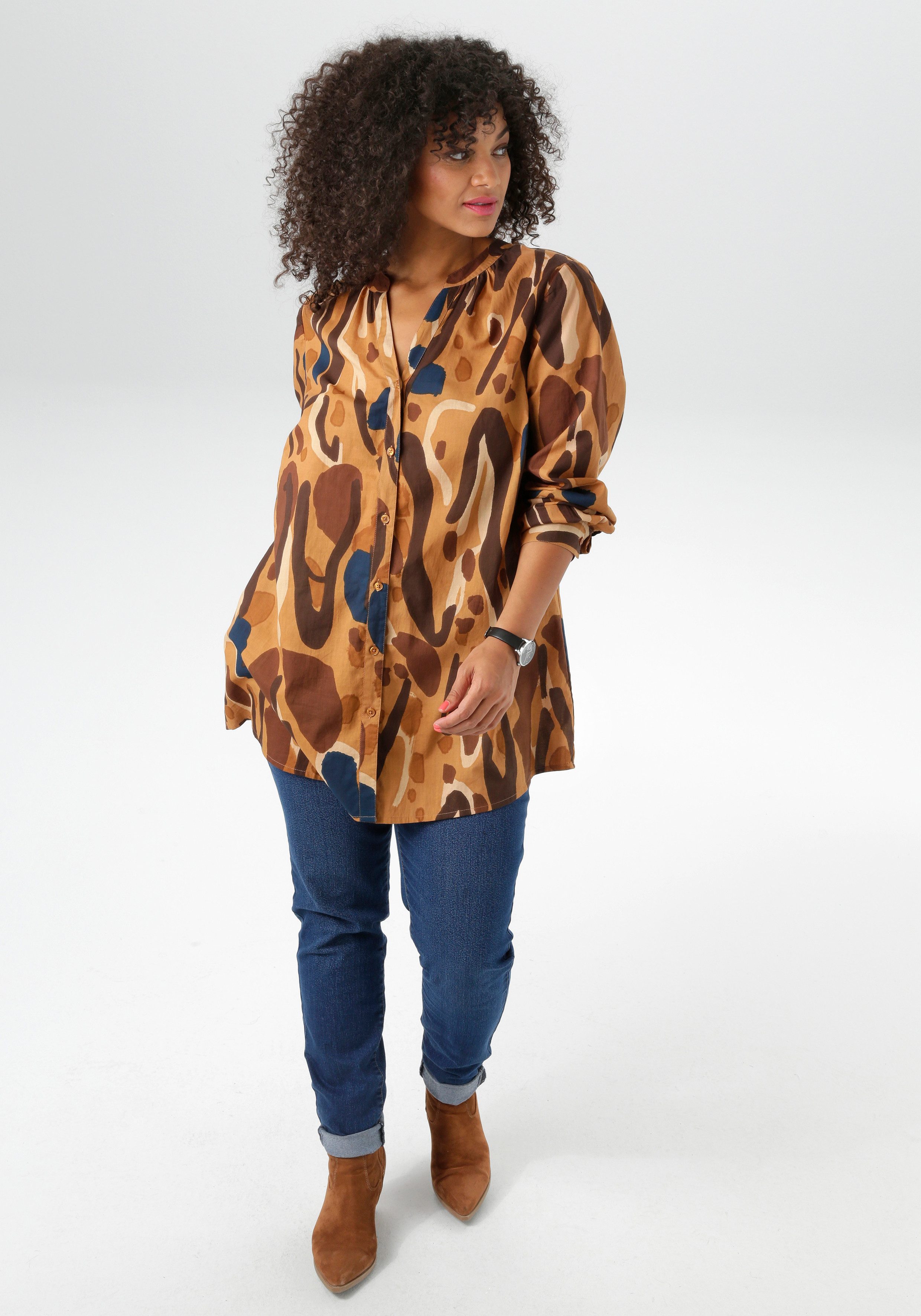 Aniston PLUS Longbluse extravagant bedruckt im trendigen Farbverlauf