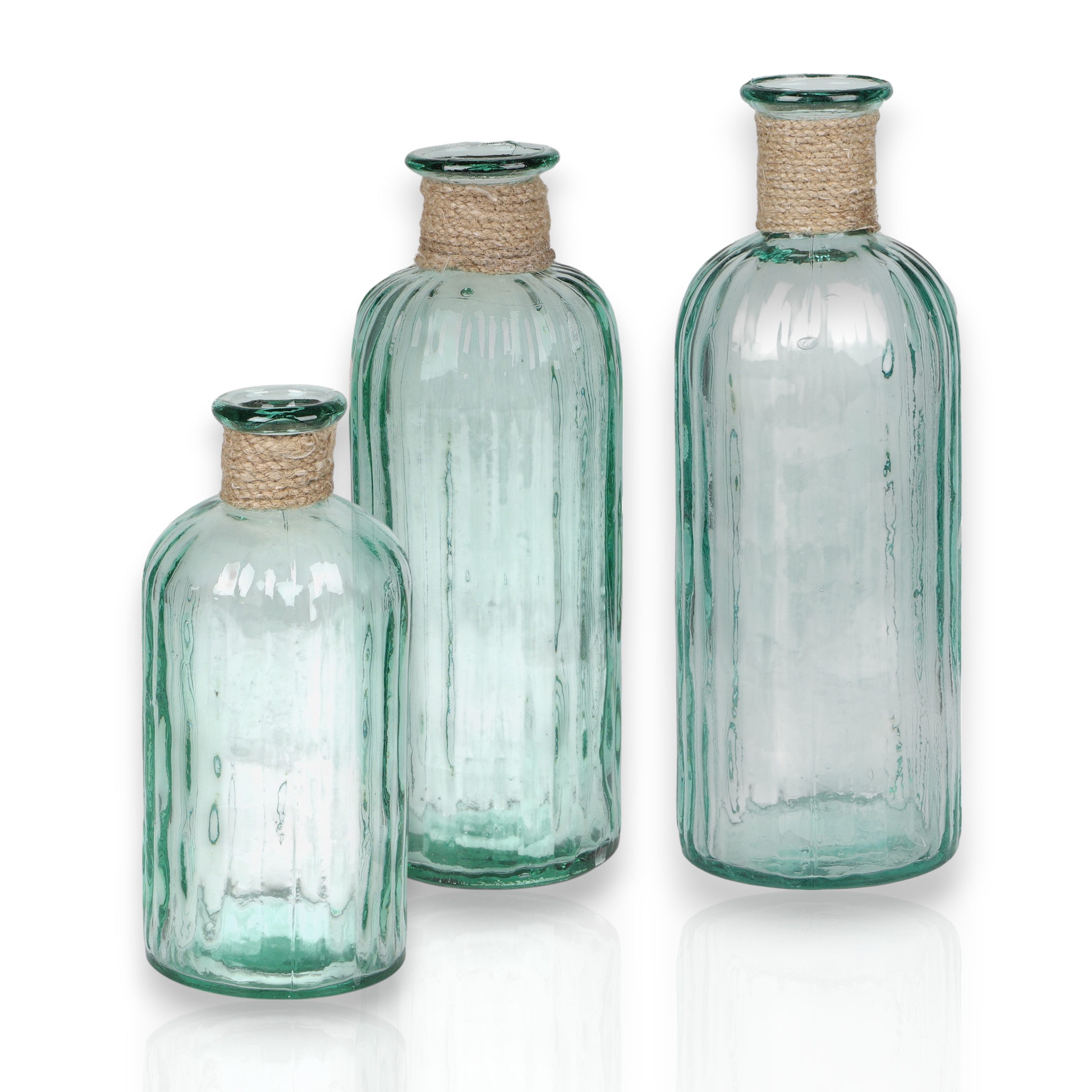 Tischvase Flaschenvase SOPHIE aus recyceltem Glas, grün, Bottle Vase