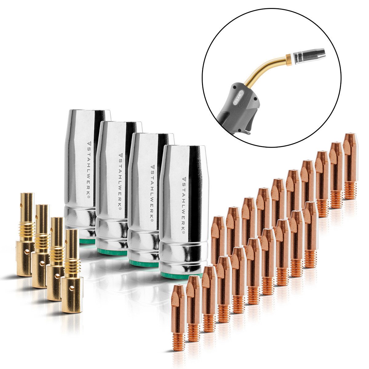 STAHLWERK Elektrowerkzeug-Set MIG MAG Schweißzubehör AK-25 / MB-25 Set