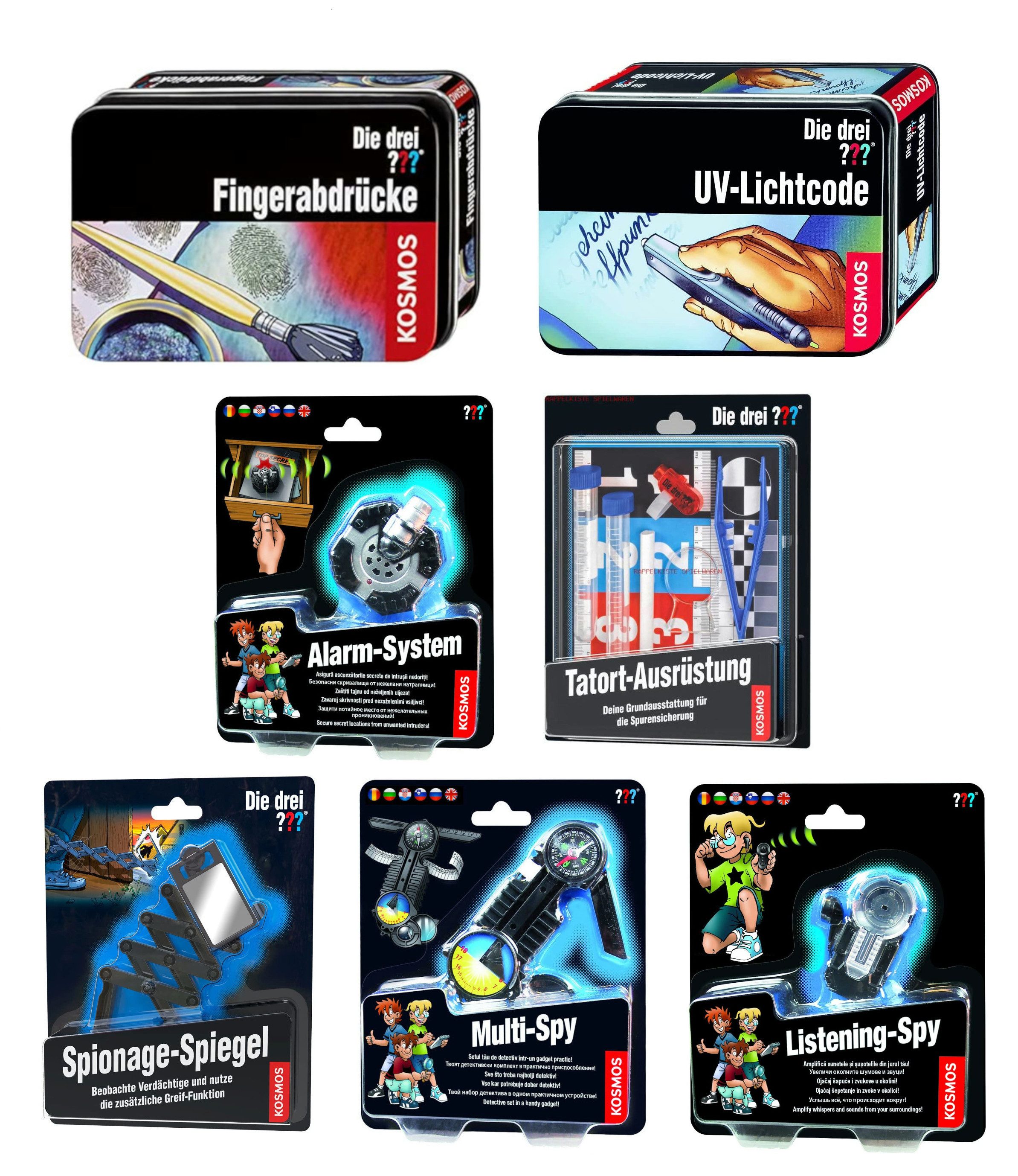Kosmos Spiel Die Drei ??? Fragezeichen - großes Detektiv-Set (7-teilig), Entdeckerspielzeug