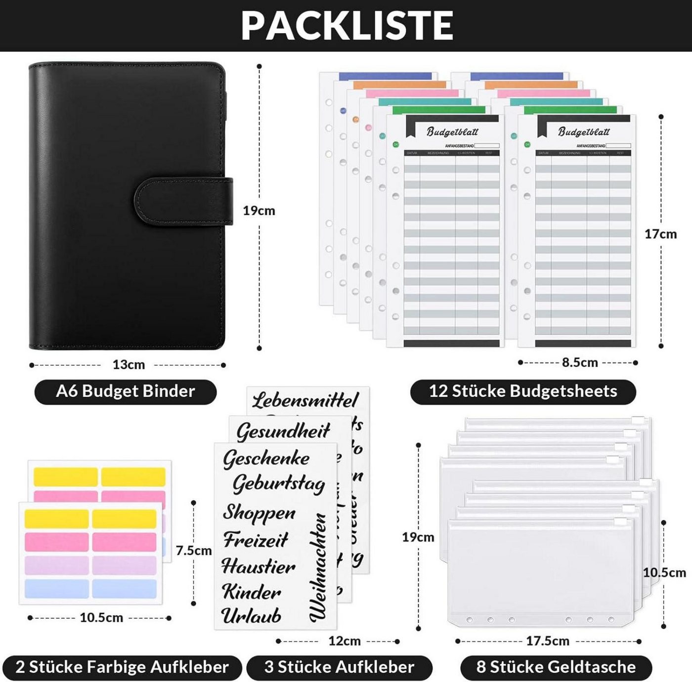 Thumbnail - LuxusKollektion Notizbuch Budget Planner A6 Geldumschläge Geld Organizer Kategorie Label