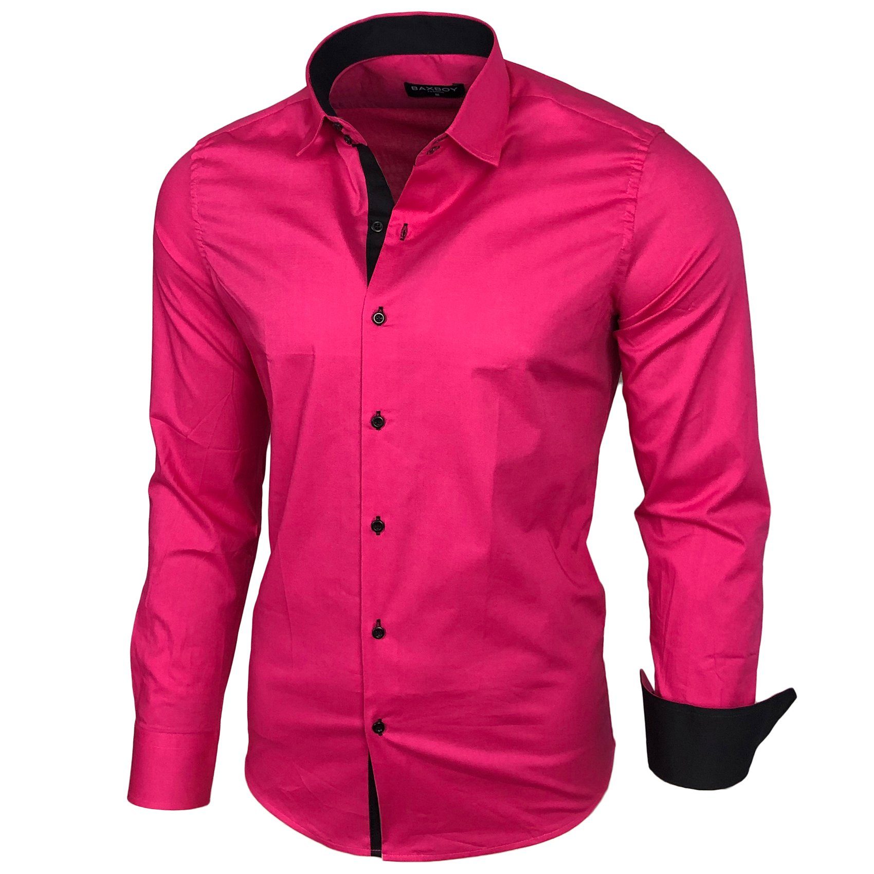 Baxboy Langarmhemd Baxboy Herren Kontrast Hemden Business Freizeit modernes Hemd B-500