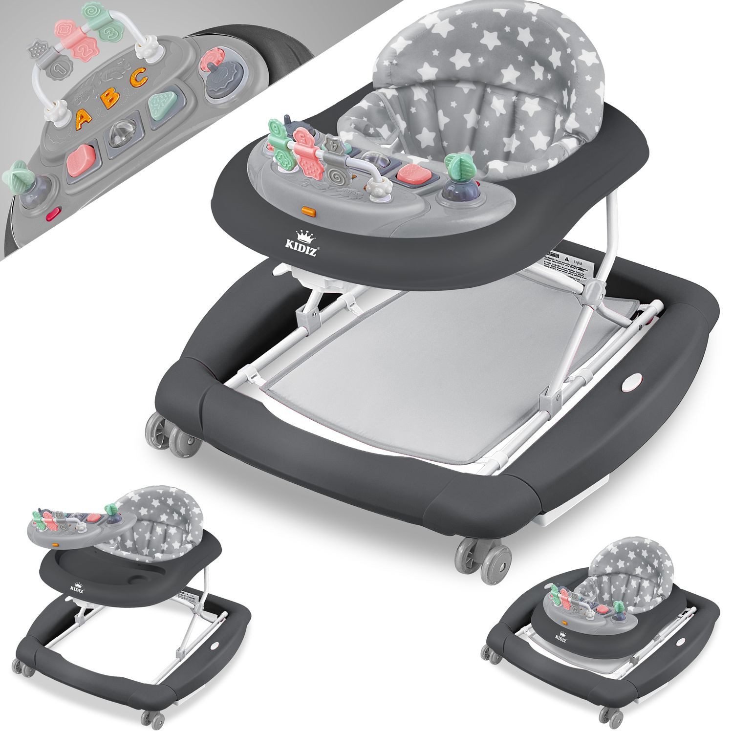 KIDIZ Lauflernhilfe, 4in1 Lauflernhilfe Babywalker Spiel- und Lauflernwagen