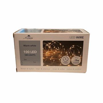 Coen Bakker Deco BV LED-Lichterkette, Draht Außen 100 LED warmweiß Dimmer Timer 4,95m