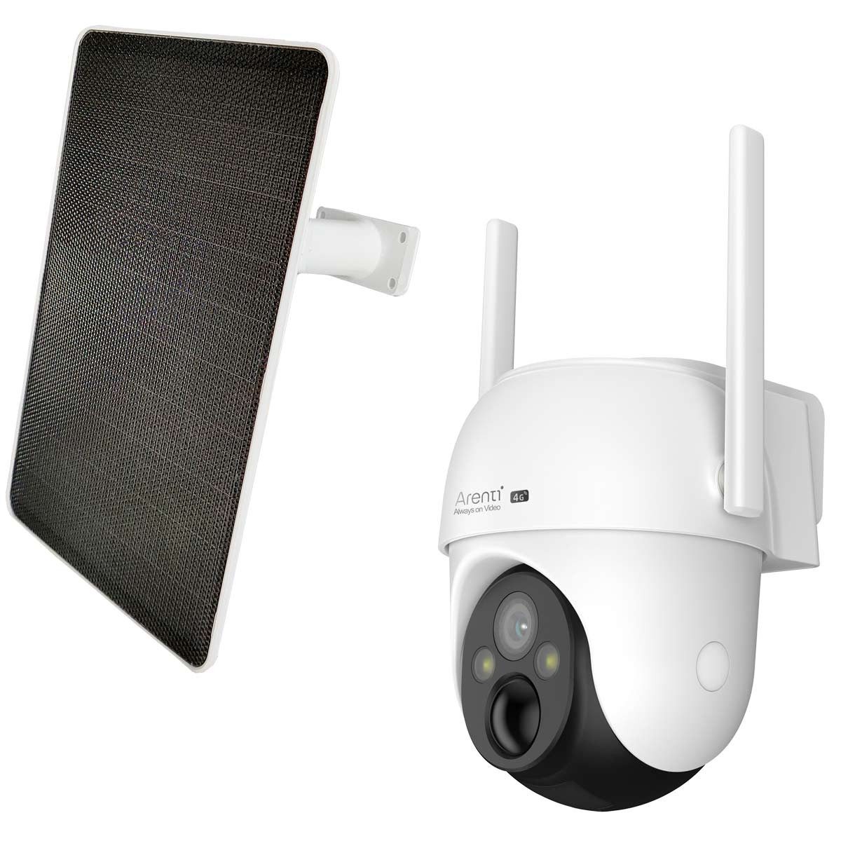 Arenti Überwachungskamera GO3G Kit3 4G LTE batteriebetriebene kabellose 3 MP Überwachungskamera (2-tlg., mit 8W Solarpanel, Nachtsicht, Wetterfest, 2-Wege-Audio)