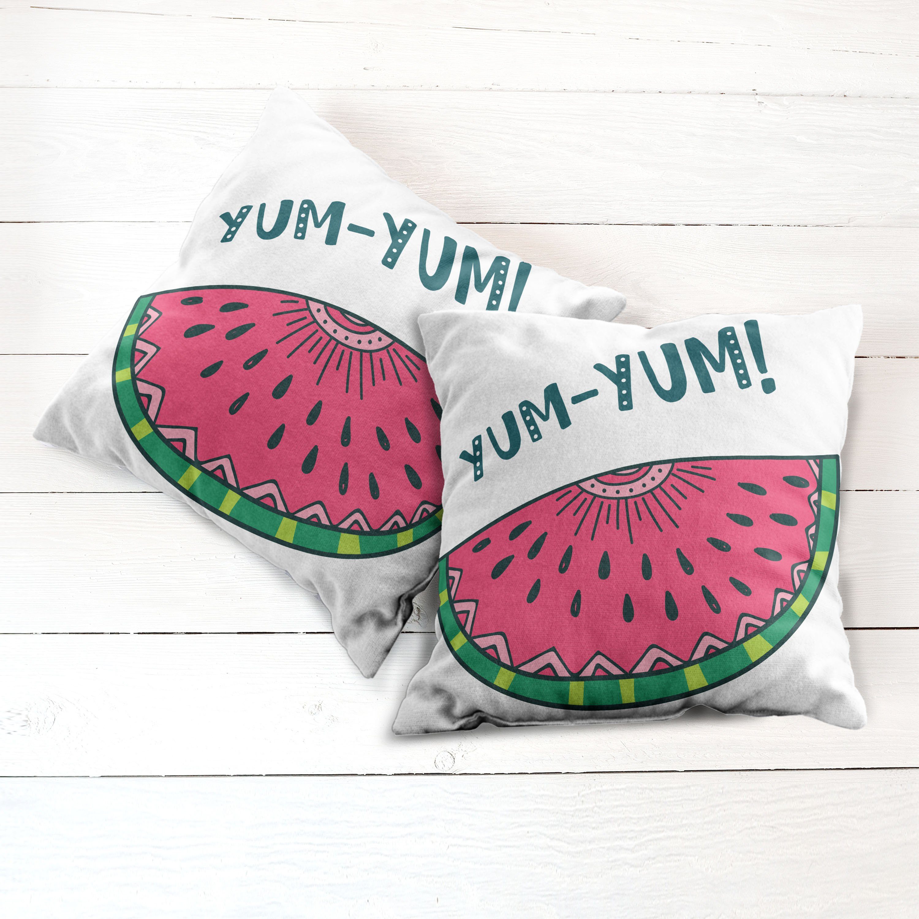 Yum (2 Abakuhaus Doppelseitiger Stück), Yum Kissenbezüge Wassermelone-Scheibe Yum Digitaldruck, Modern Schmackhafte Accent