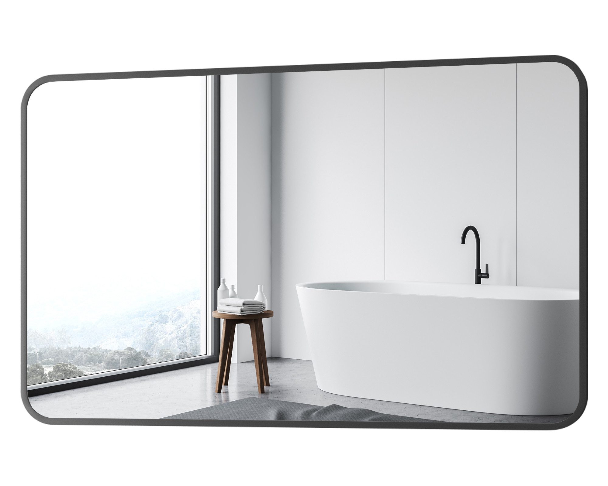 Boromal Badspiegel Schwarz Wandspiegel groß 120x70 günstig online kaufen