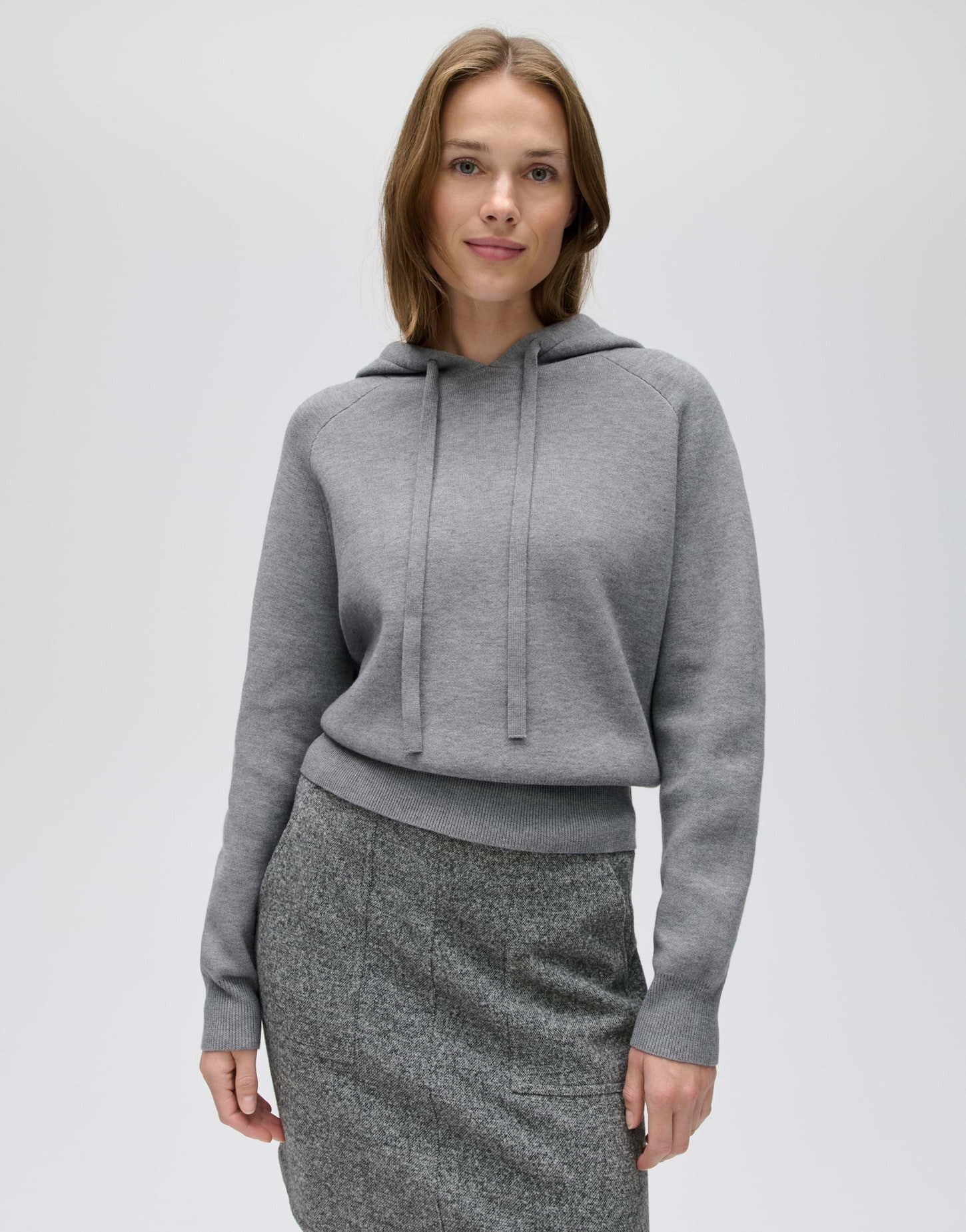 OPUS Kapuzenpullover Perel aus Feinstrick mit Mélange-Effekt