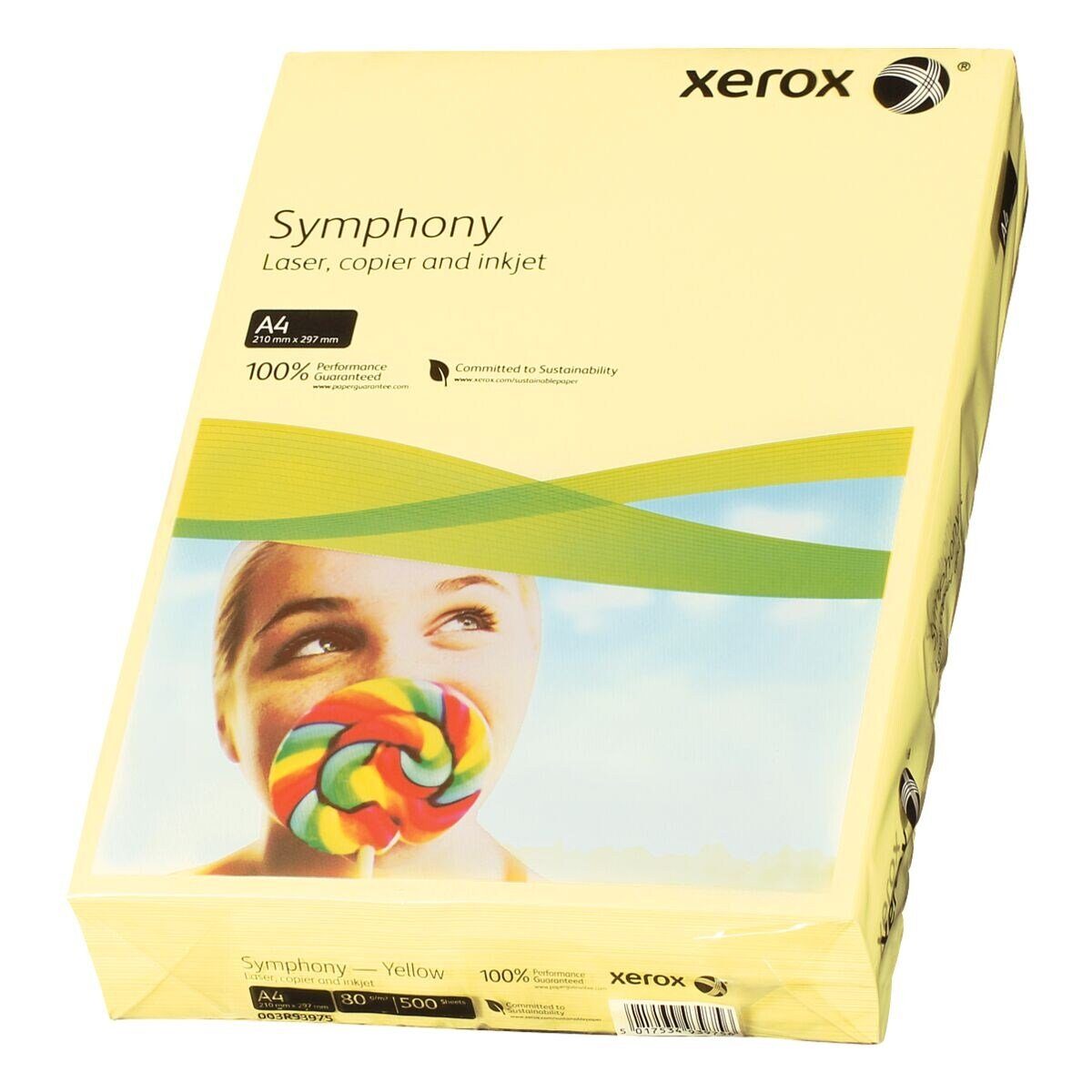 Xerox Drucker- und Kopierpapier Symphony, Pastellfarben, Format DIN A4, 80 g/m², 500 Blatt gelb