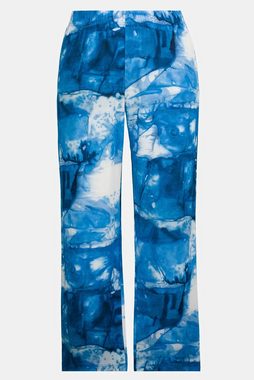 Ulla Popken Funktionshose Slinkyhose Aquarell-Design weites Bein Elastikbund