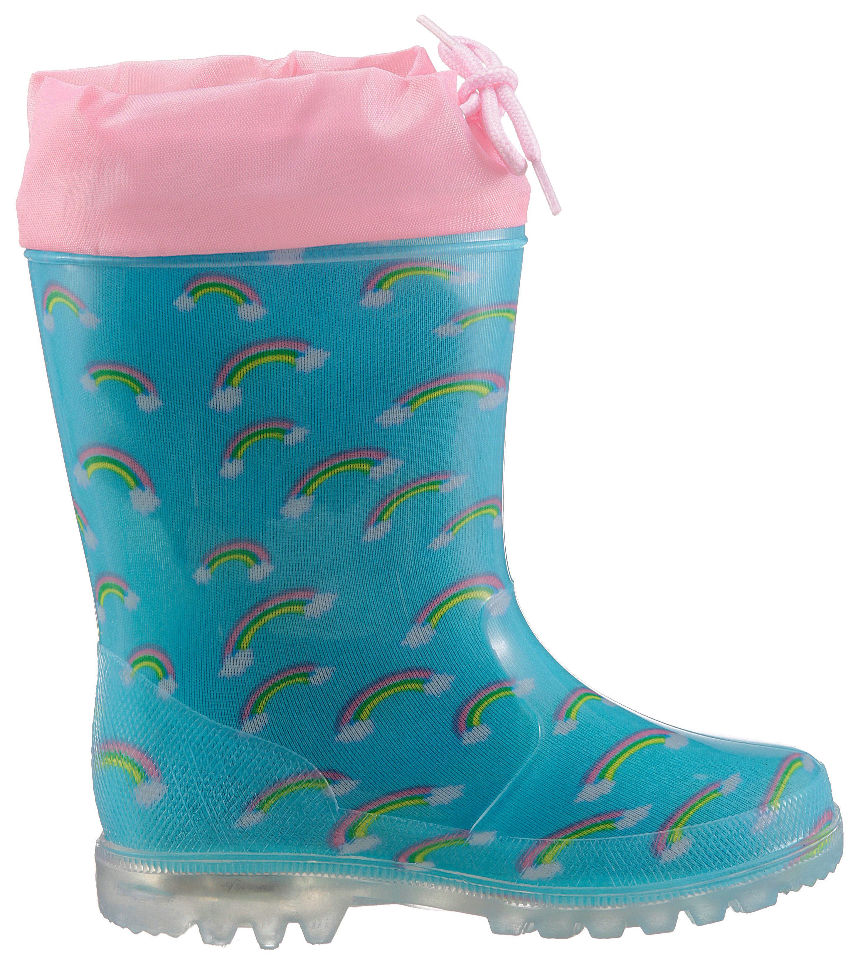 Blinkschuh Lico Blinky mit Power hellblau-regenbogenfarben Blinkfunktion Gummistiefel