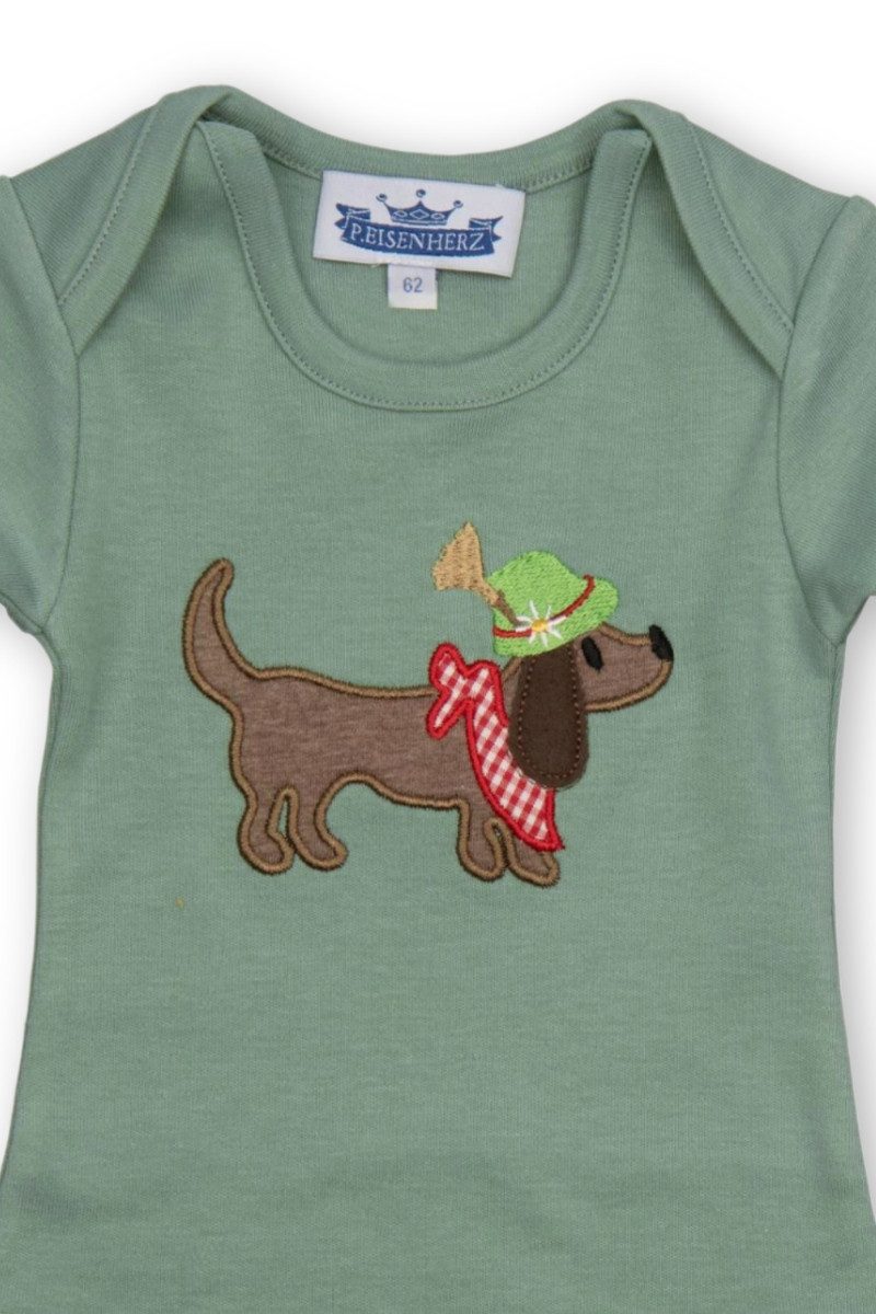 P.Eisenherz Trachtenkleid Baby Body - DACKEL - salbeigrün