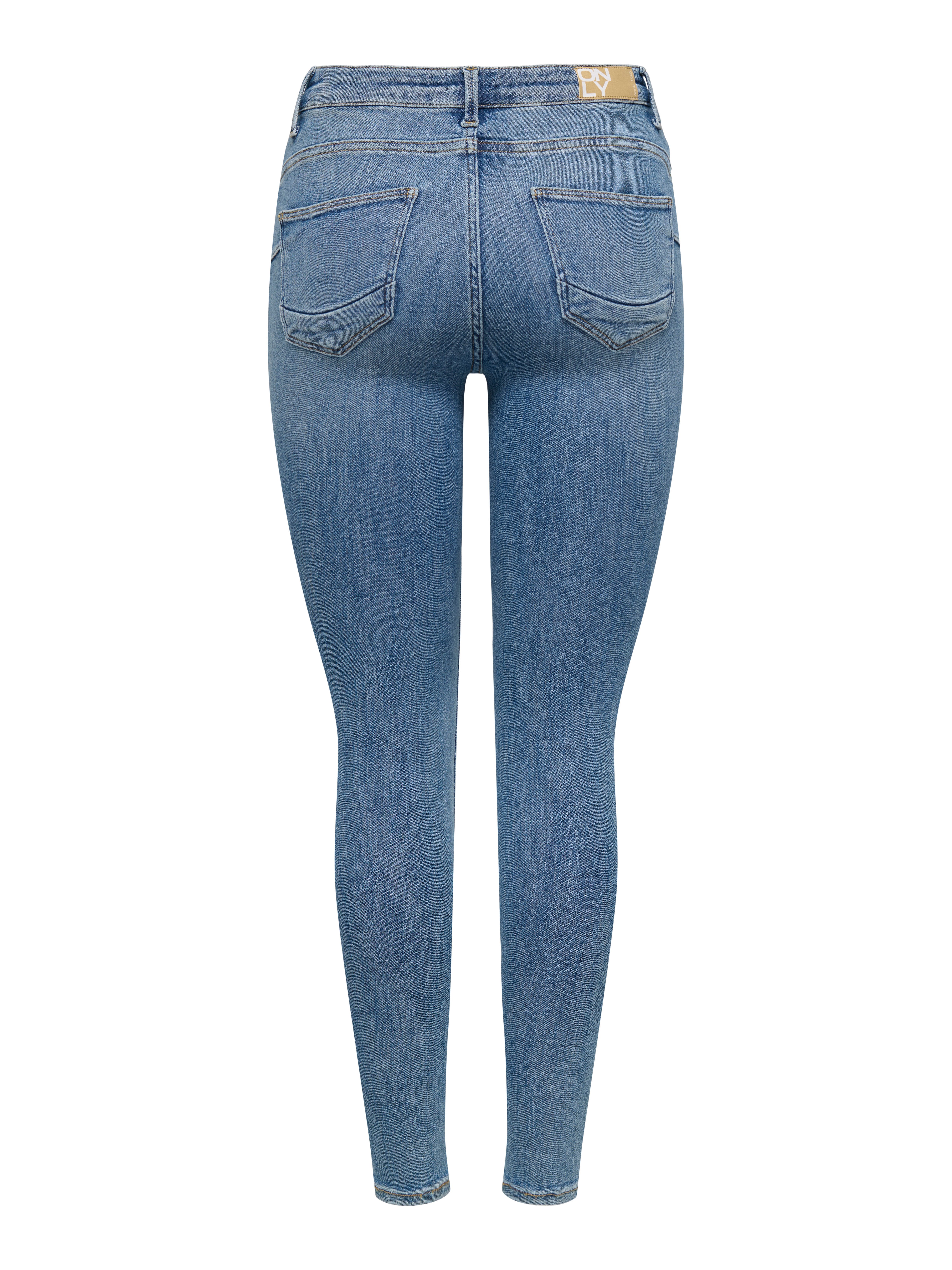 ONLY Skinny-fit-Jeans ONLPOWER MID SK PUSHUP KNEE CUT DNM mit Destroyed Detail