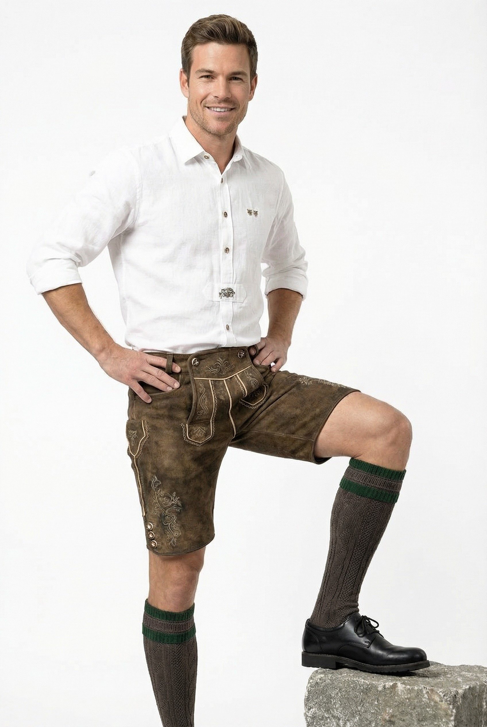 Moschen-Bayern Trachtensocken Trachtenstrumpf Herren Trachtenstrümpfe Trachtenkniestrumpf Braun aus weicher Woll-Mischung