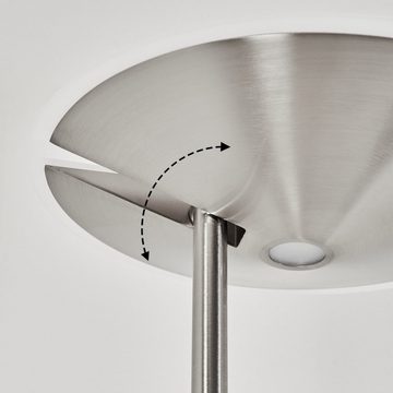 hofstein Stehlampe »Martirano« Bodenlampe aus Metall/Kunststoff in Nickel-matt/Weiß, 4000 Kelvin, Stehlampe m. Deckenfluter u. beweglichen Lesearm, LED, mit Tastdimmer