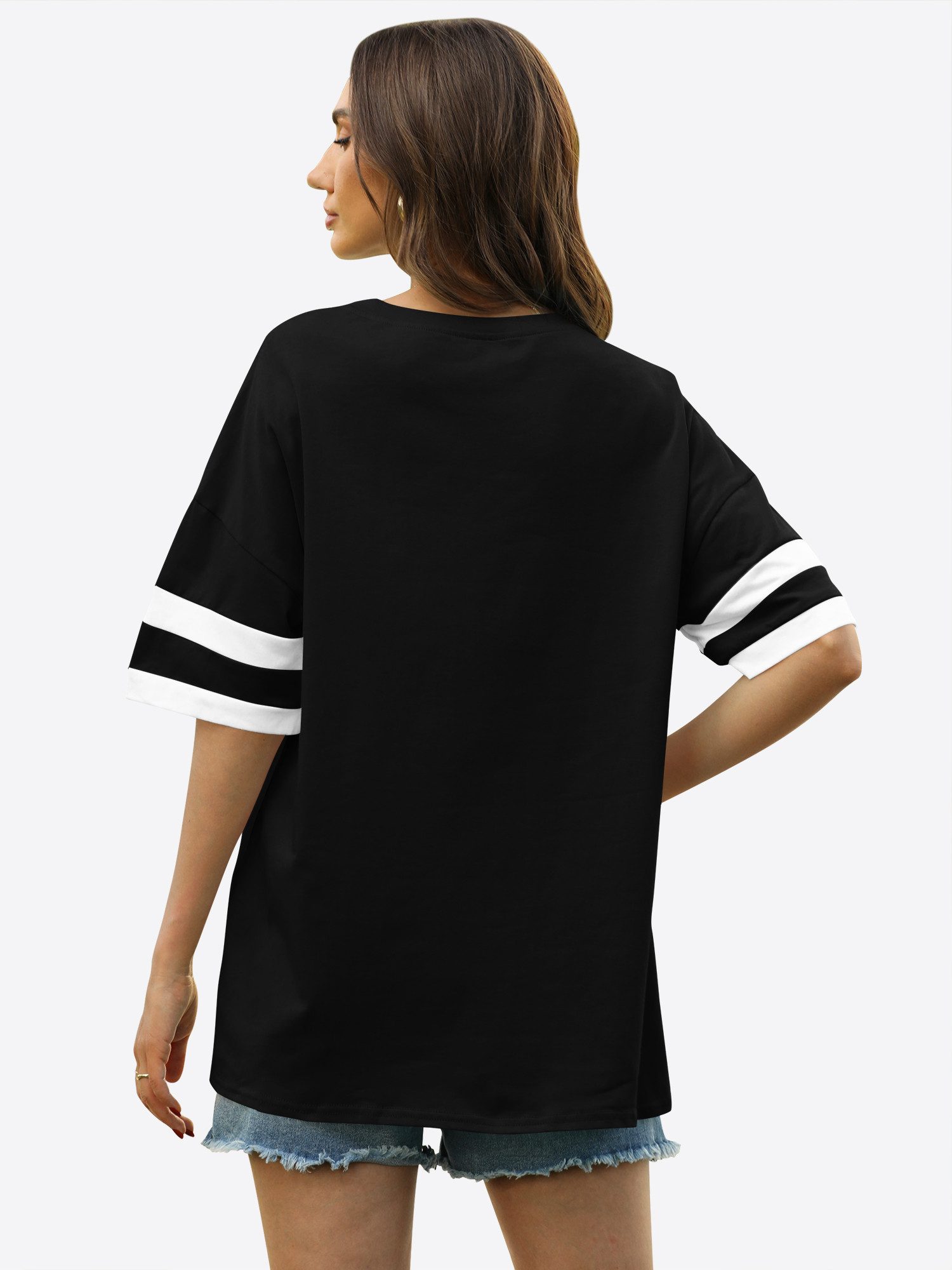 Imily Bela Kurzarmshirt Oversized T-Shirt Rundhalsausschnitt Loose Lässig ( günstig online kaufen