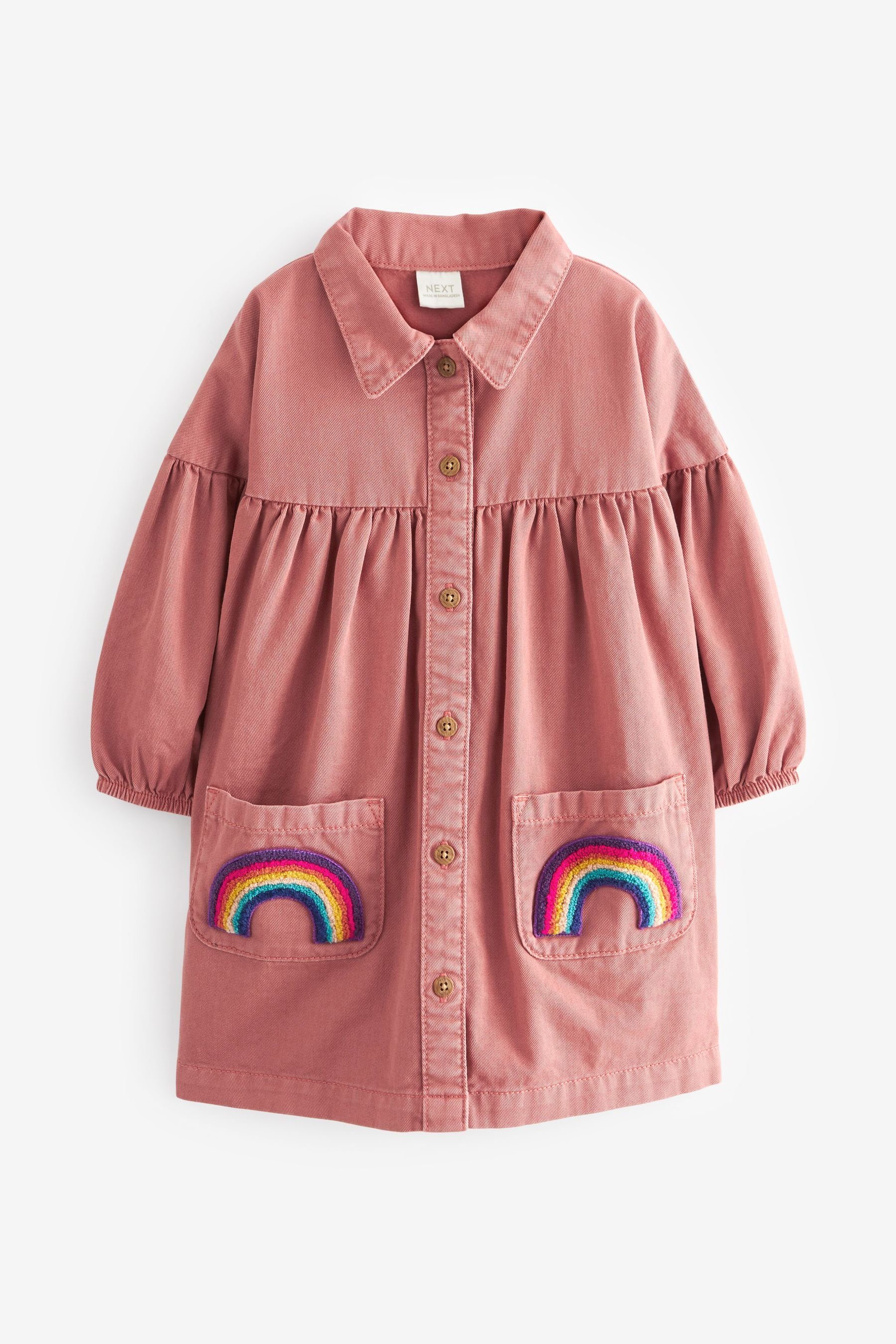 Next Blusenkleid Hemdkleid aus Baumwolle (1-tlg) Pink Rainbow Pocket