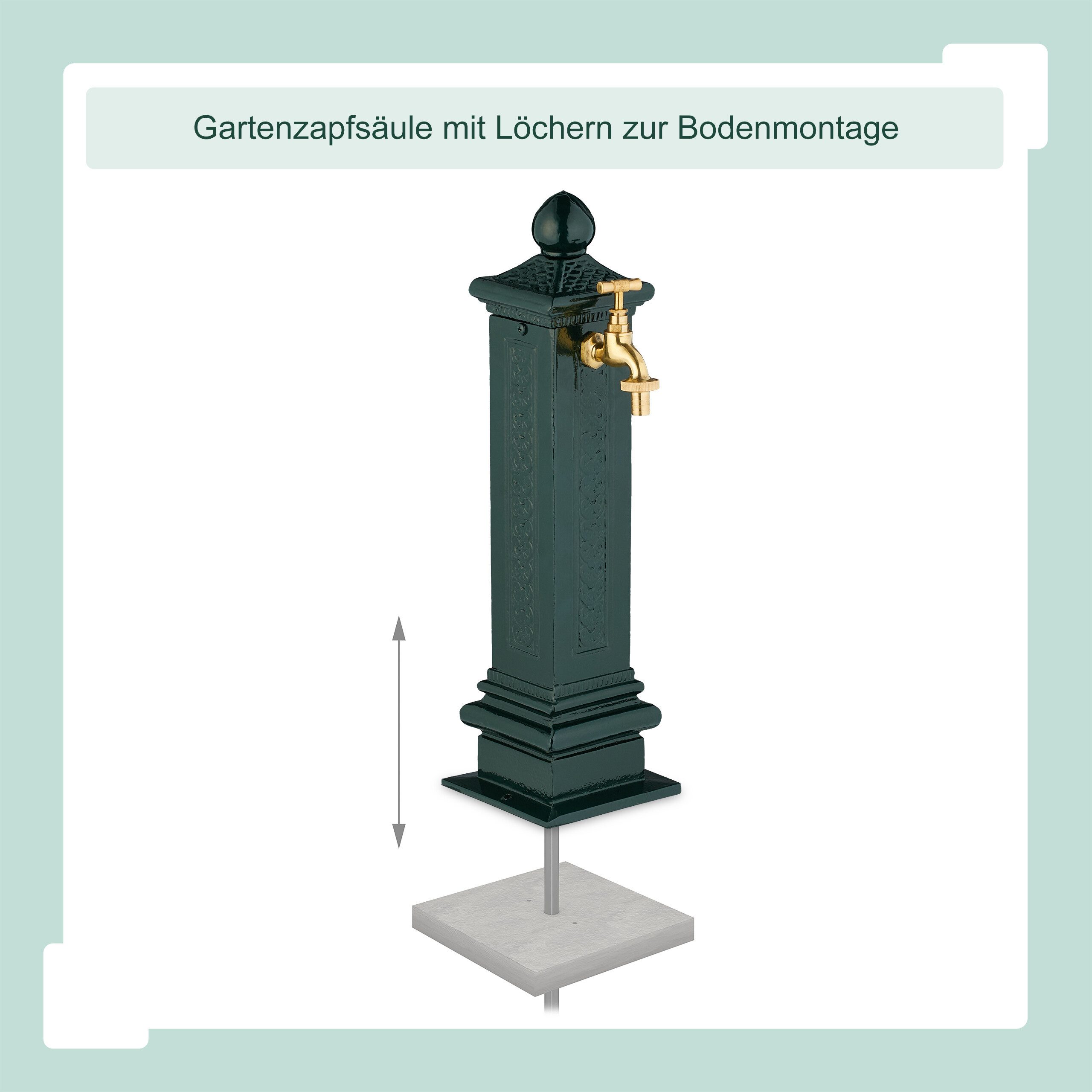 relaxdays Gartenbrunnen Standbrunnen antik 47 cm, 14 cm Breite, (1 tlg), grün – Bild 5 von 5