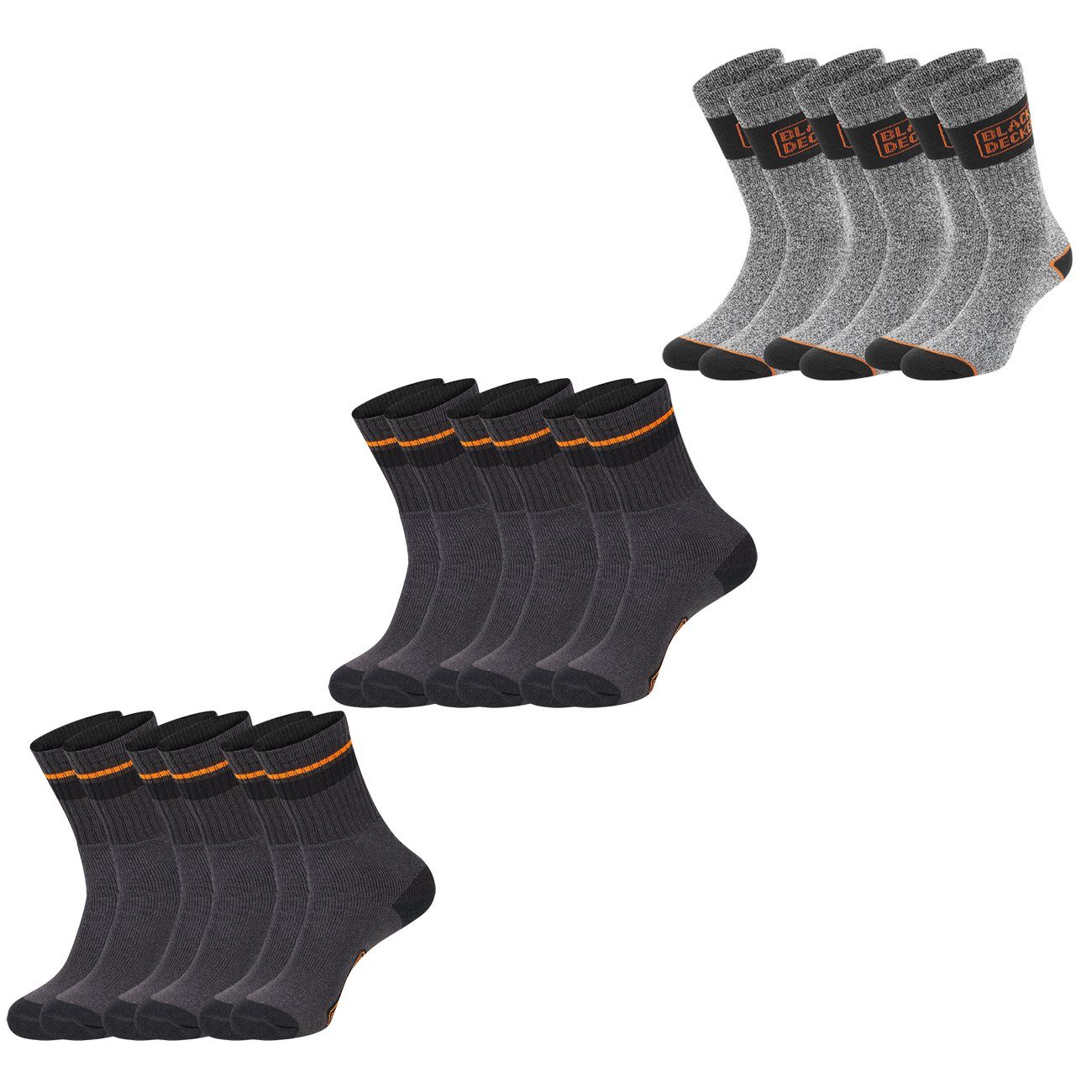 Black + Decker Sportsocken Black & Decker Essential Crew (9-Paar) Work Arbeitssocken im 6er 9er 12er Pack