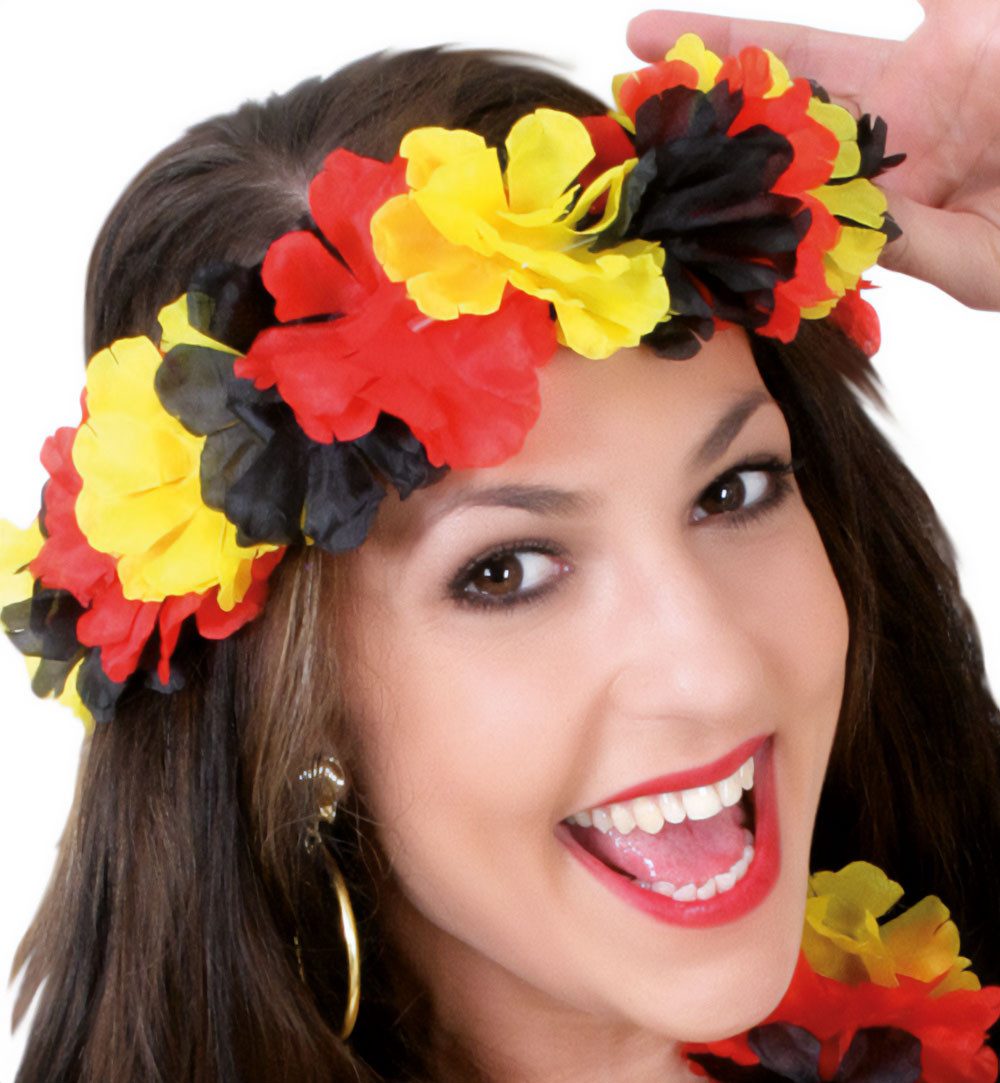 Fries Stirnband Deutschland Stirnband Hawaii WM EM Fußball Schwarz Rot Gold Party Schwarz Rot Gold