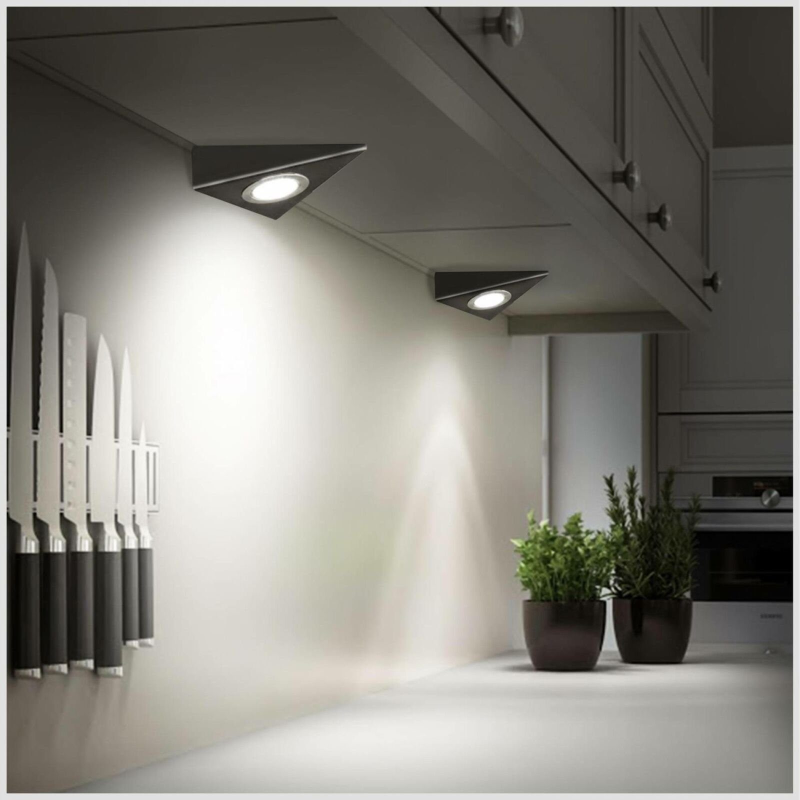 Schalter Küchenleuchte integriert, Einbauleuchten, fest 6000-6500K Tageslichtweiß, mit LED Unterbauleuchte, LETGOSPT 3 2 x Küchen-Unterbau-Leuchten Unterbauleuchte Watt ink LED Lampe Modul, 3 Einbaustrahler, LED LED
