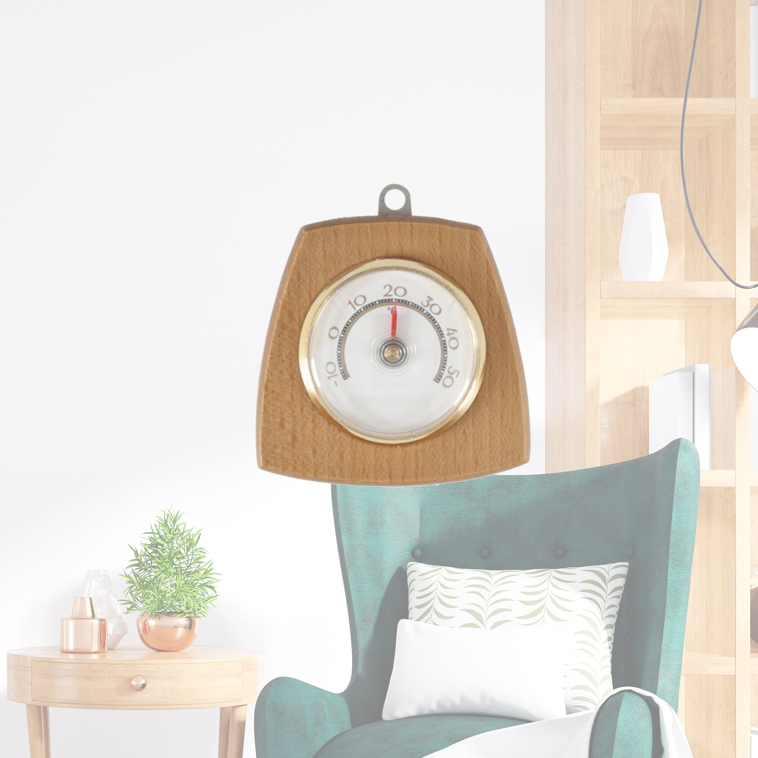 Lantelme Raumthermometer Bimetall Holz Thermometer Innen Zimmer Holzthermometer, 1-tlg., Temperaturen von -10 °C bis +50 °C, Deutsche Herstellung