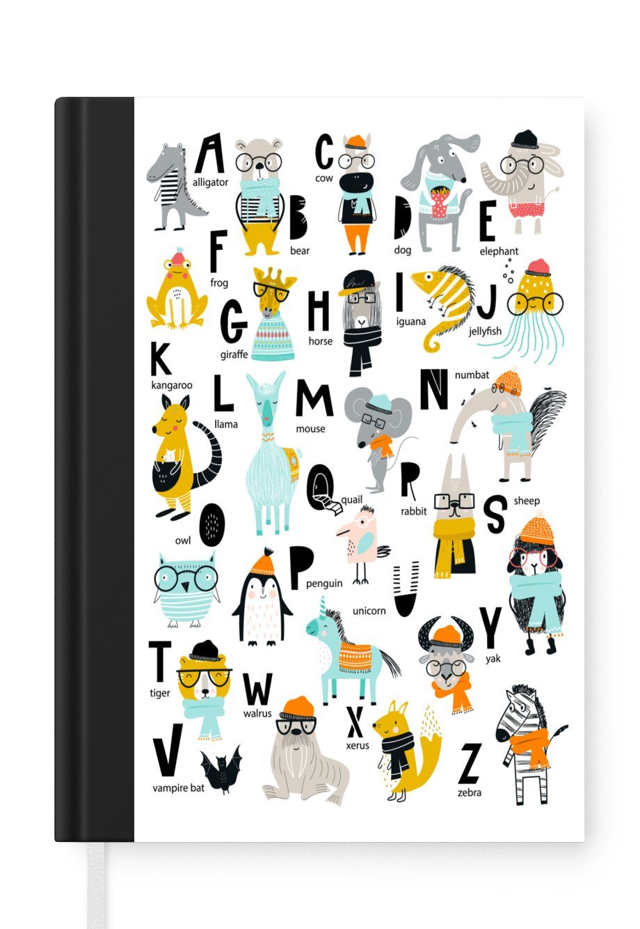 MuchoWow Notizbuch Kinder Illustration von allen Buchstaben des Alphabets auf einem, Journal, Merkzettel, Tagebuch, Notizheft, A5, 98 Seiten, Haushaltsbuch