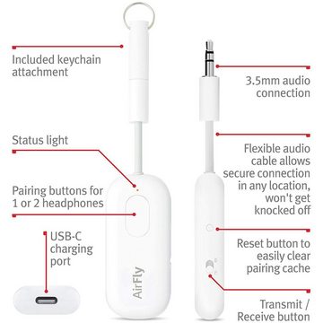 Twelve South AirFly Pro, Audio-In Empfänger & Audio Adapter für bis zu 2 Kopfhörer Bluetooth Hi-Fi-Adapter