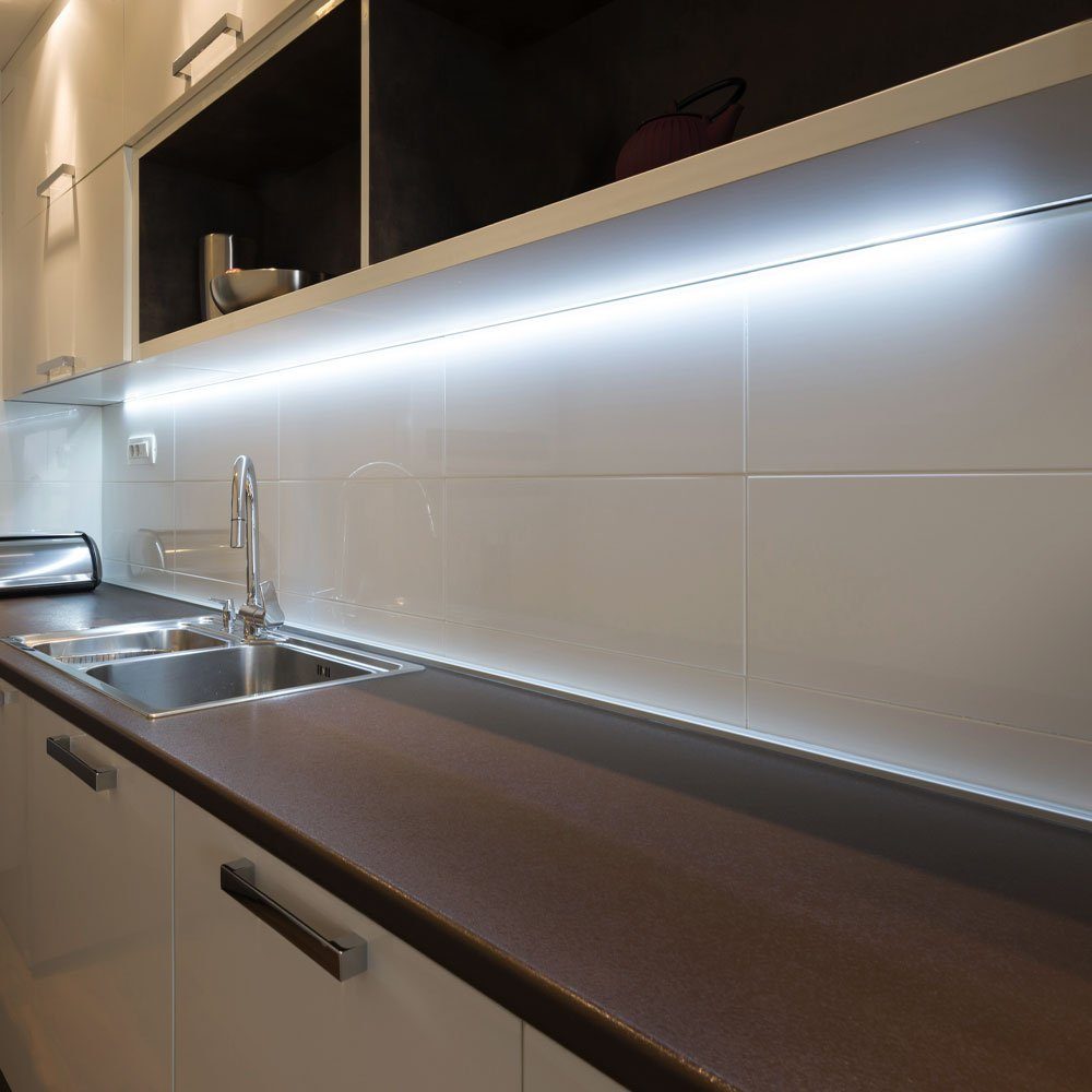 etc-shop Unterschrankleuchte, LED-Leuchtmittel fest verbaut, Neutralweiß, Unterbauleuchte Unterbaulampe IP65 opal weiß LED Länge 123cm