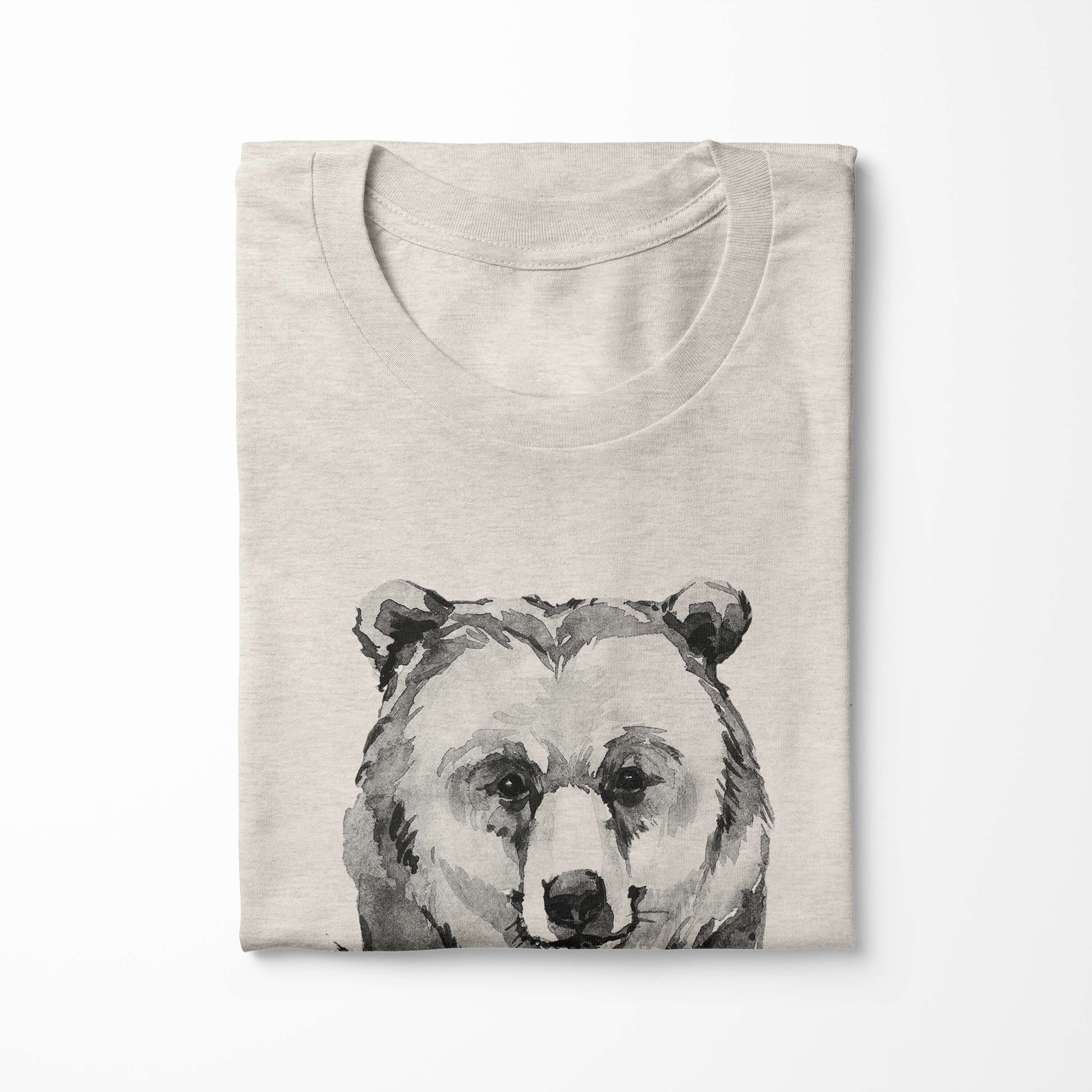 Aquarell Bio-Baumwolle Nachhaltig Bär Shirt (1-tlg) aus Motiv T-Shirt Sinus Art Ökomode Herren gekämmte Porträt T-Shirt 100%