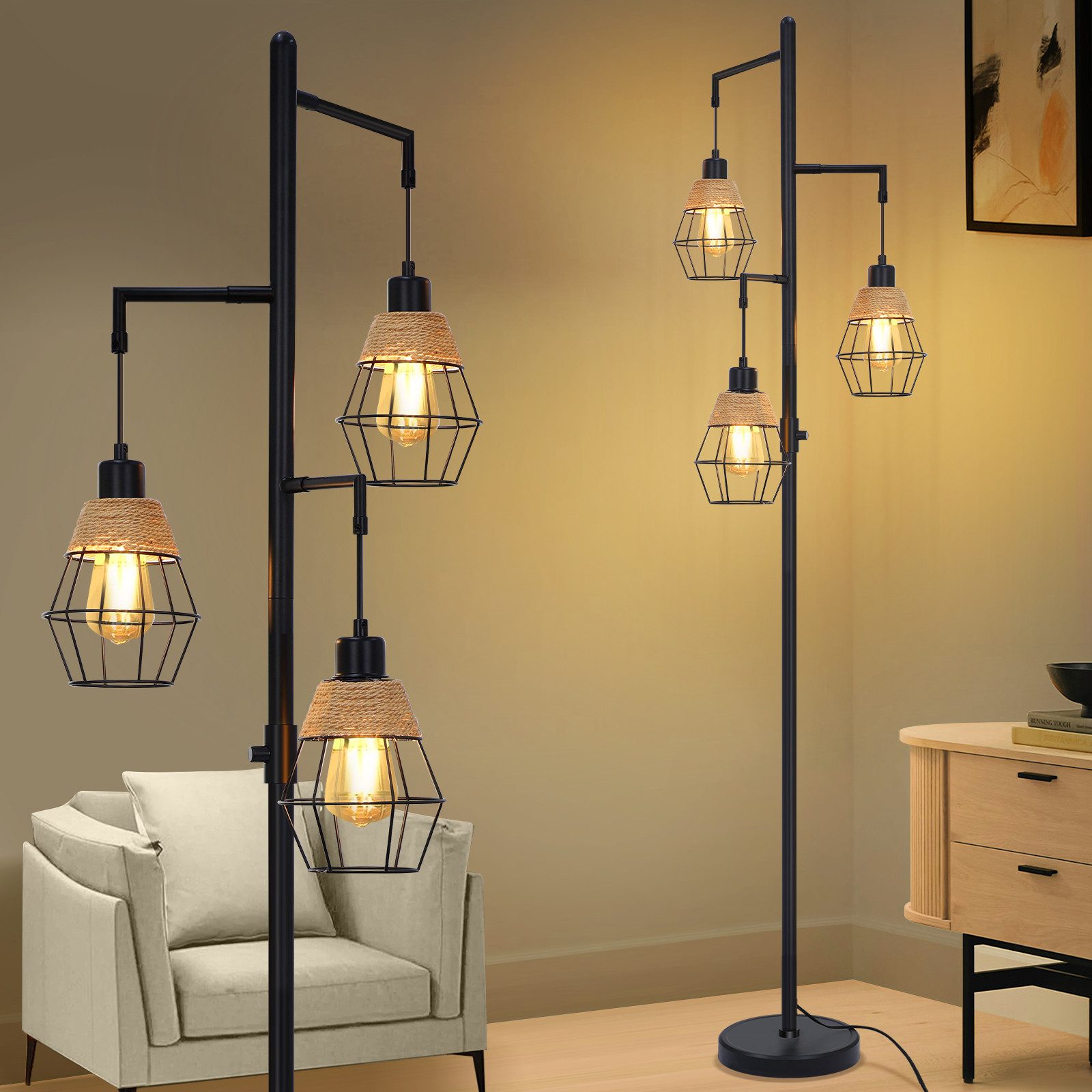 Jibenhome LED Stehlampe Modern Stehlampe Wohnzimmer, Vintage Stehleuchte mi günstig online kaufen