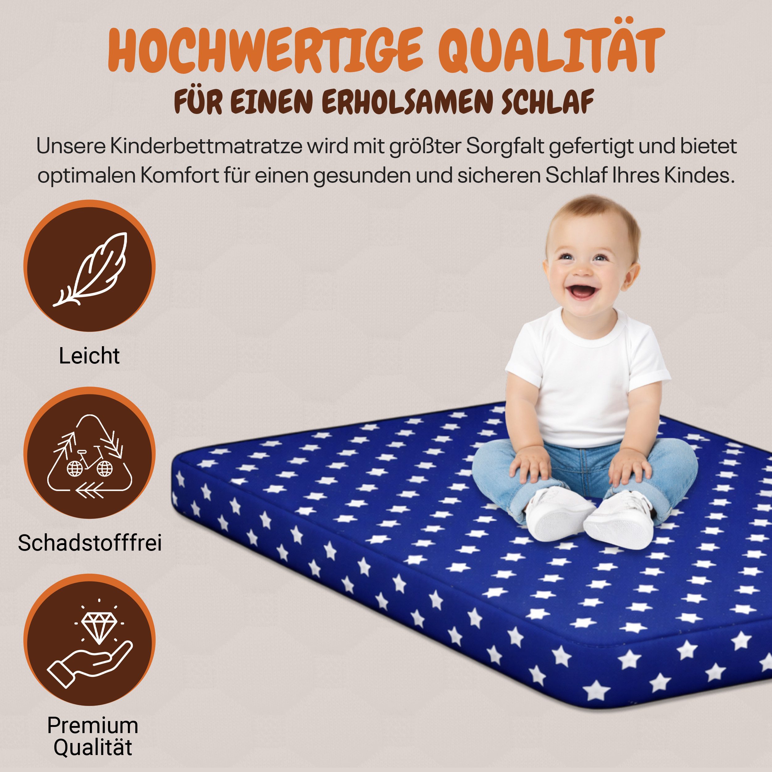 Kindermatratze Babymatratze mit Baumwollbezug, waschbar & rollbar–Allergike günstig online kaufen