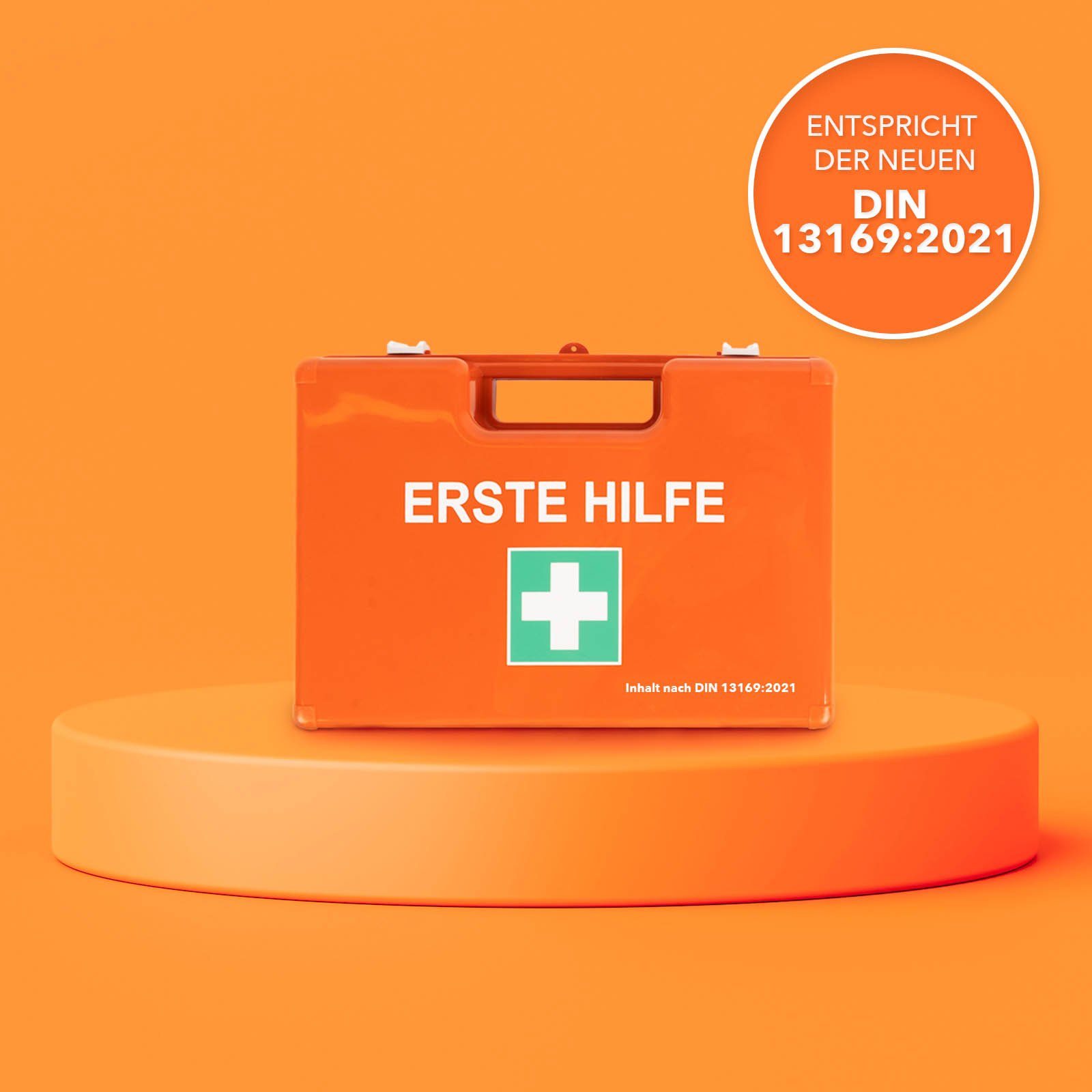 Kubus ErsteHilfeKoffer, Signalfarbe für schnelles Auffinden