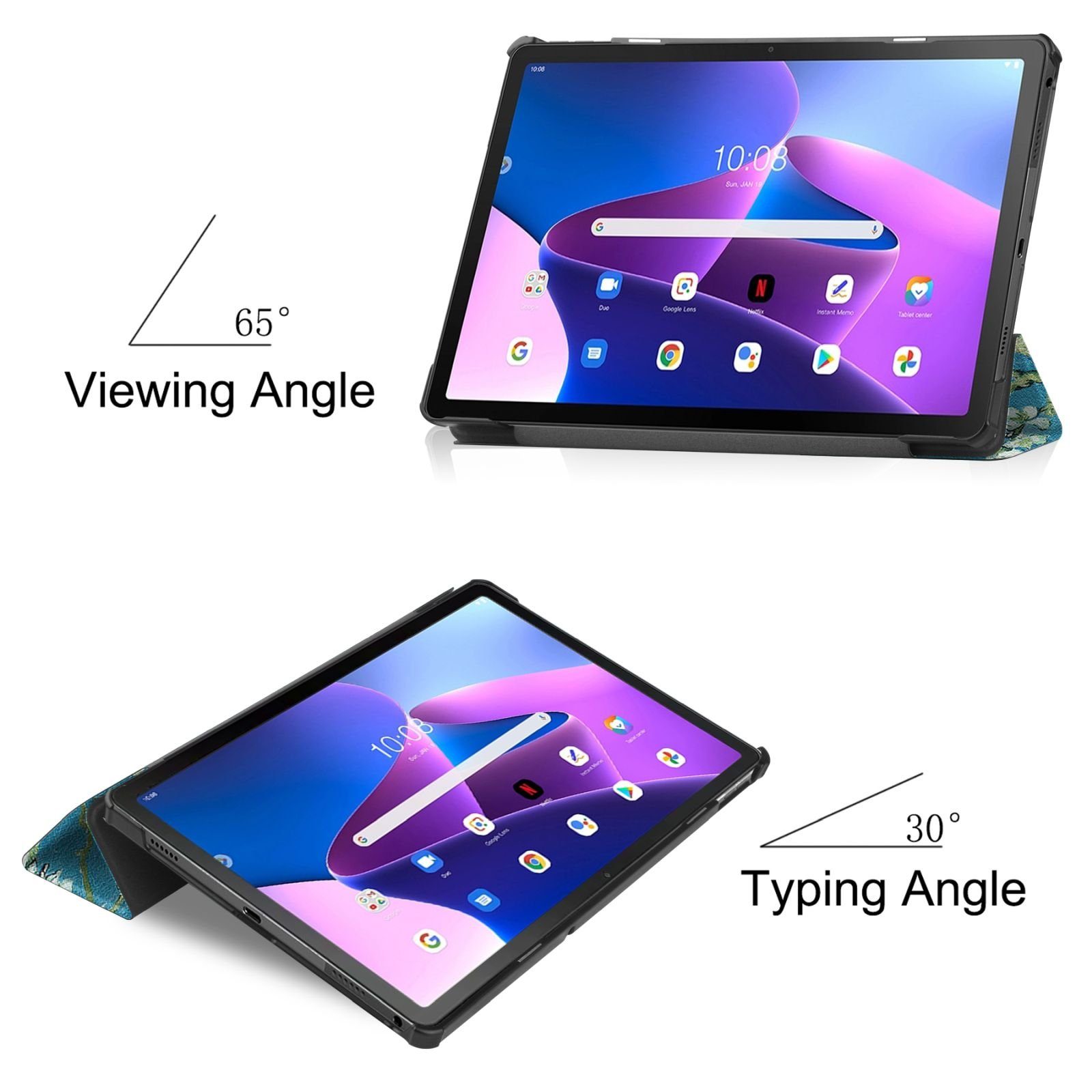 Lobwerk Tablet-Hülle Schutzhülle für Lenovo M10 Plus 3rd Gen. 2022 10.6 Zoll, Wake & Sleep Funktion, Sturzdämpfung, Aufstellfunktion