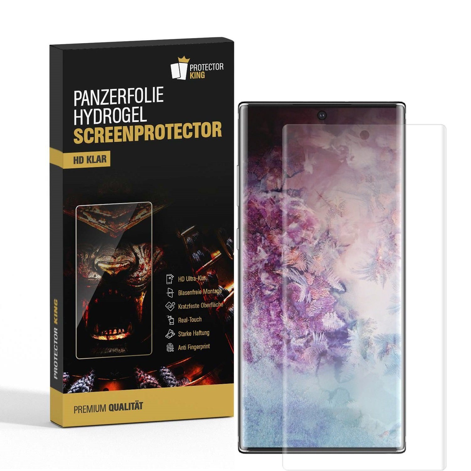 Protectorking Schutzfolie 4x Hydrogel-Glass für Samsung Galaxy Note 10 Plus Selbstheilend für, (4-Stück), Displayschutzfolie, Panzer Schutz, NANO ANTI-SHOCK HD KLAR