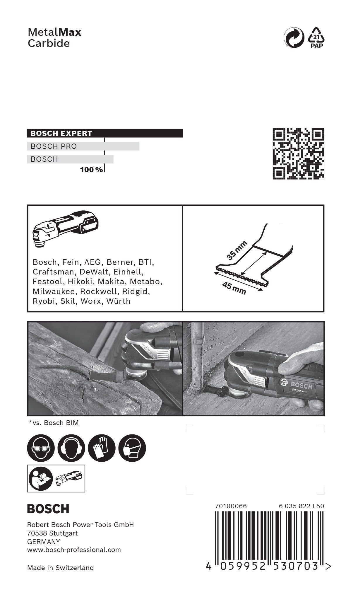 AIZ x - Expert MetalMax MetalMax AT, 45 40 45 BOSCH Expert Tauchsägeblatt Carbide mm