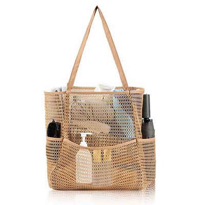 Fivejoy XL-Strandtasche XL-Strandtasche Faltbare Mesh Strandtasche Groß Beach Tote Bag (1-tlg), Damen Shopper Handtaschen mit Mehreren Taschen