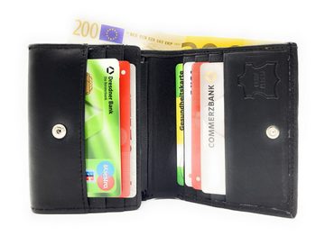 Lemasi Geldbörse kleines echt Leder Portemonnaie Wiener Schachtel, Schüttelbörse, feines Nappaleder, schwarz
